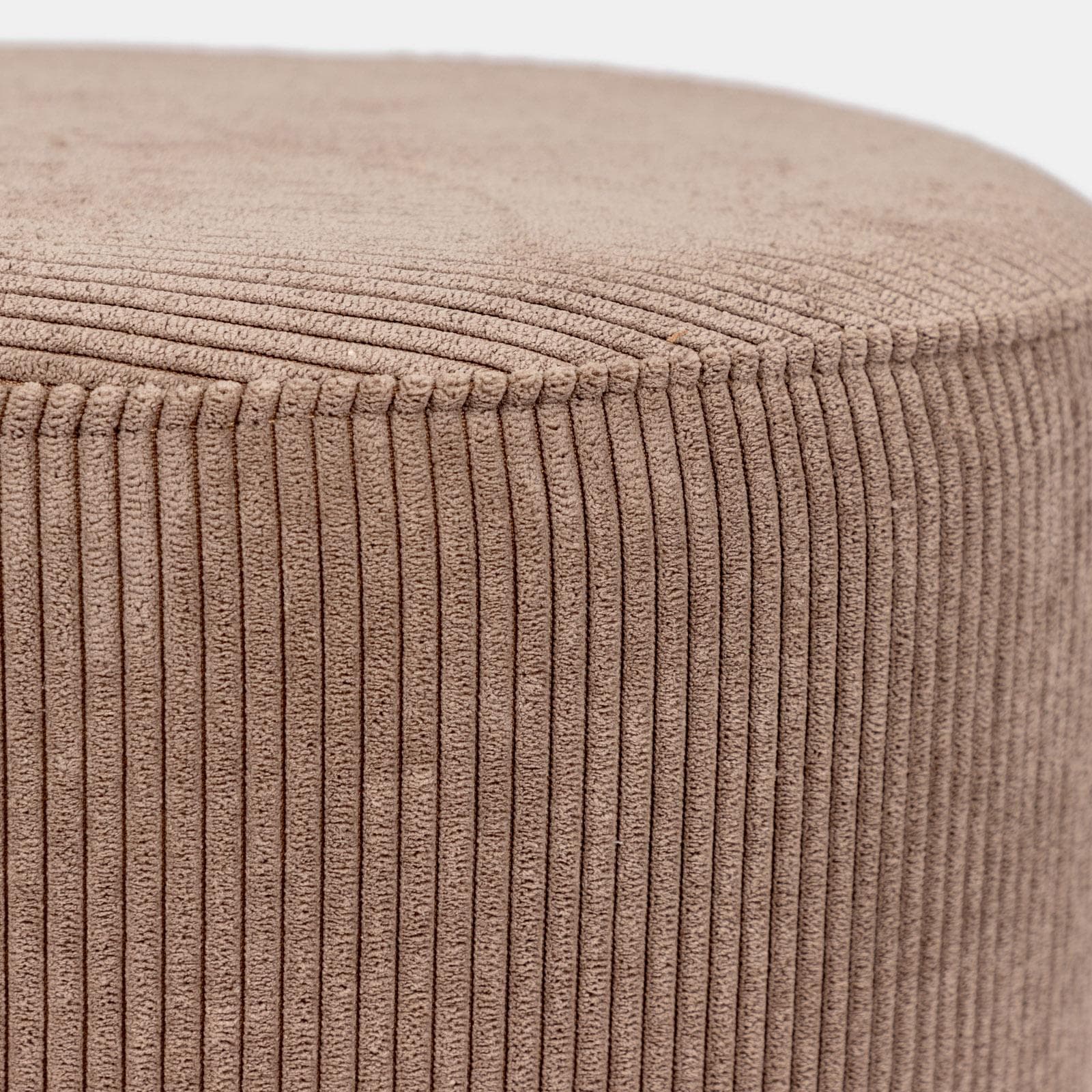 Pouf rotondo 35x42h cm in velluto a coste tortora e base oro - Divo