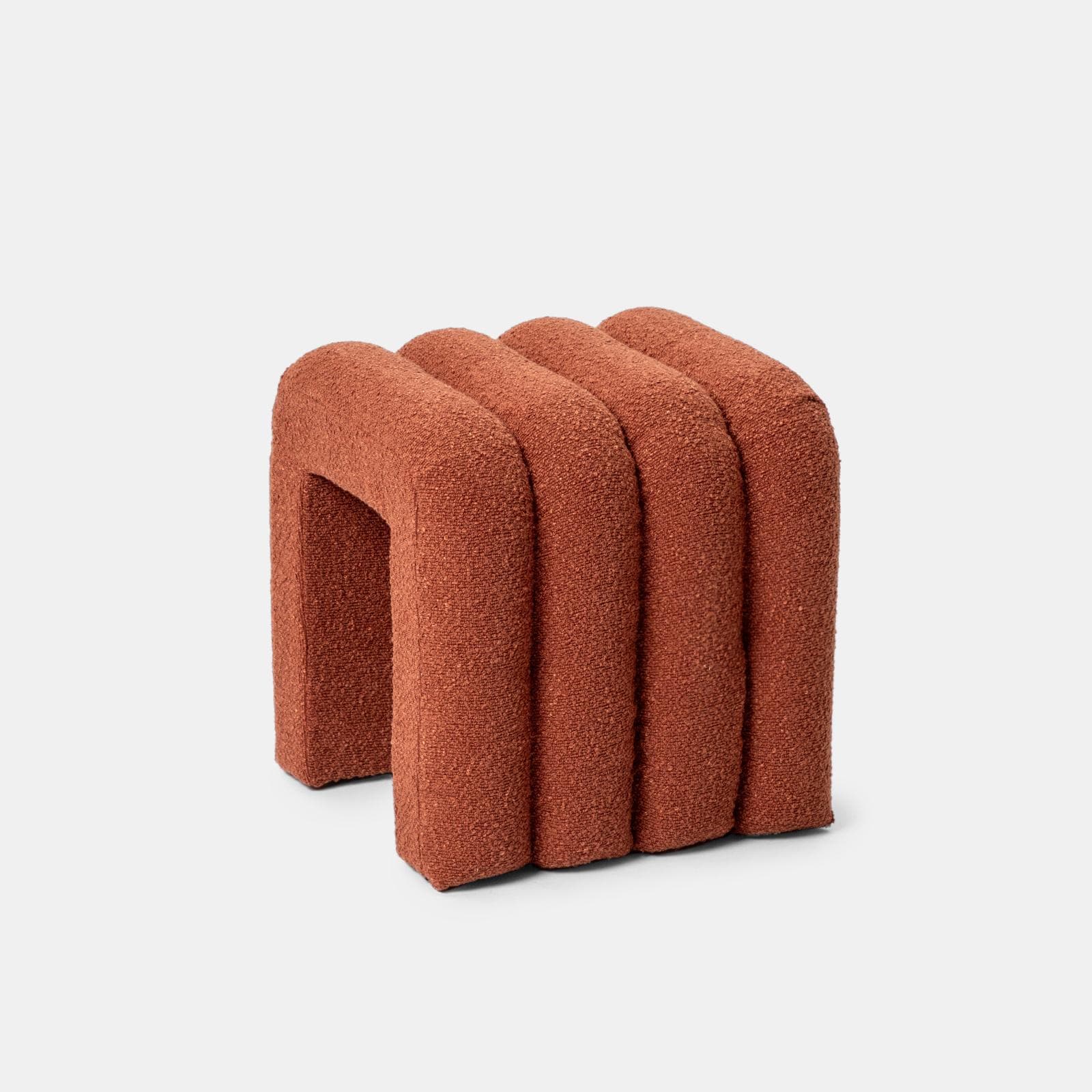 Pouf 38x40 cm design ad arco in tessuto bouclé terraccotta - Rudy