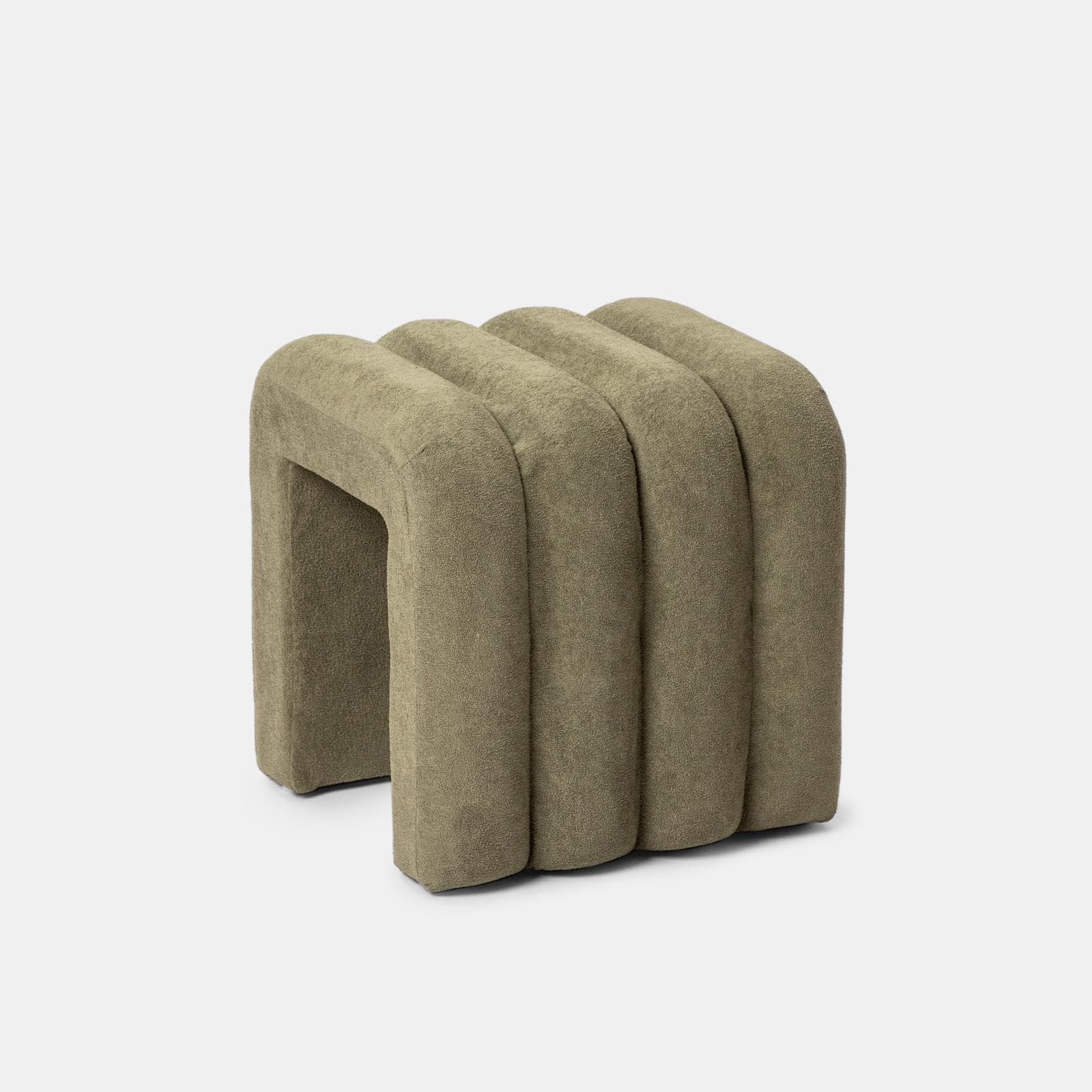 Pouf 38x40 cm design ad arco in tessuto micro teddy verde - Rudy