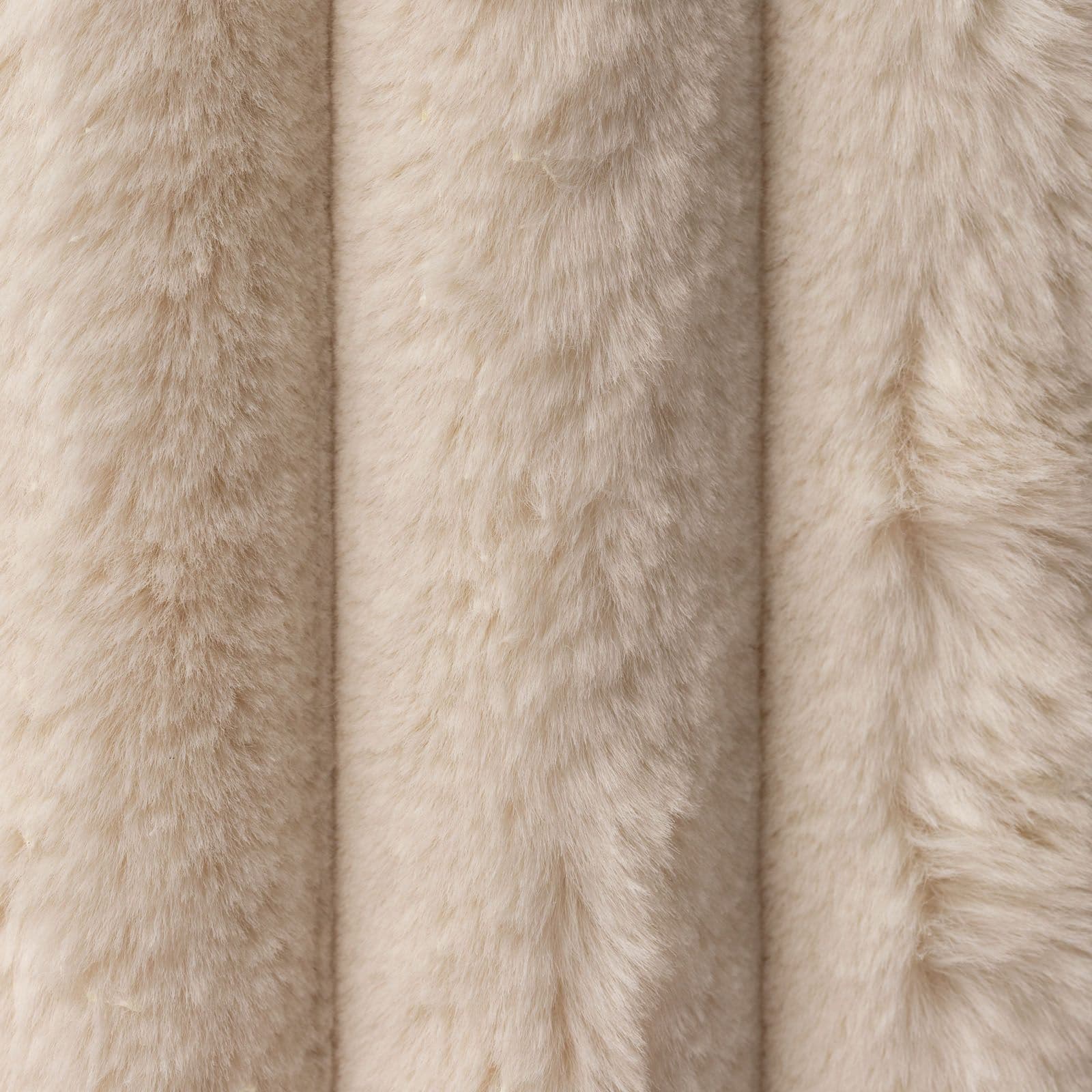 Pouf 40x44h cm in tessuto peluche beige a coste con base oro - Tofy