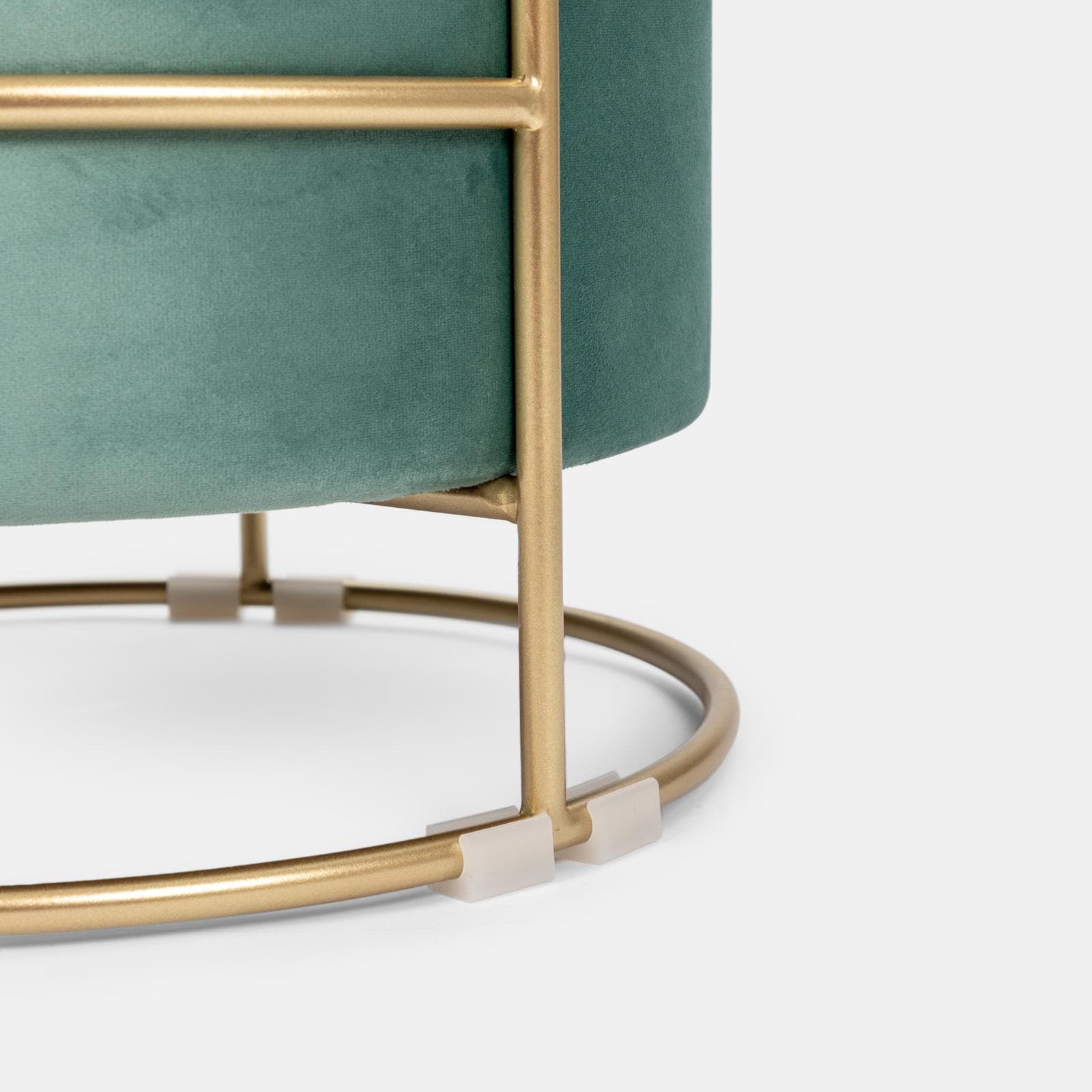 Pouf contenitore 43x37h cm in velluto verde salvia con base oro - Balance