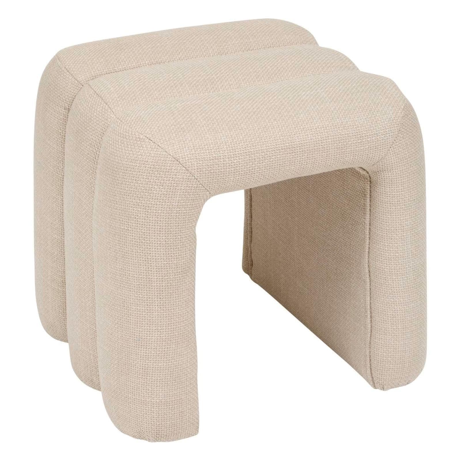 Pouf 43x42 cm design ad arco in tessuto effetto maglia beige - Cisco