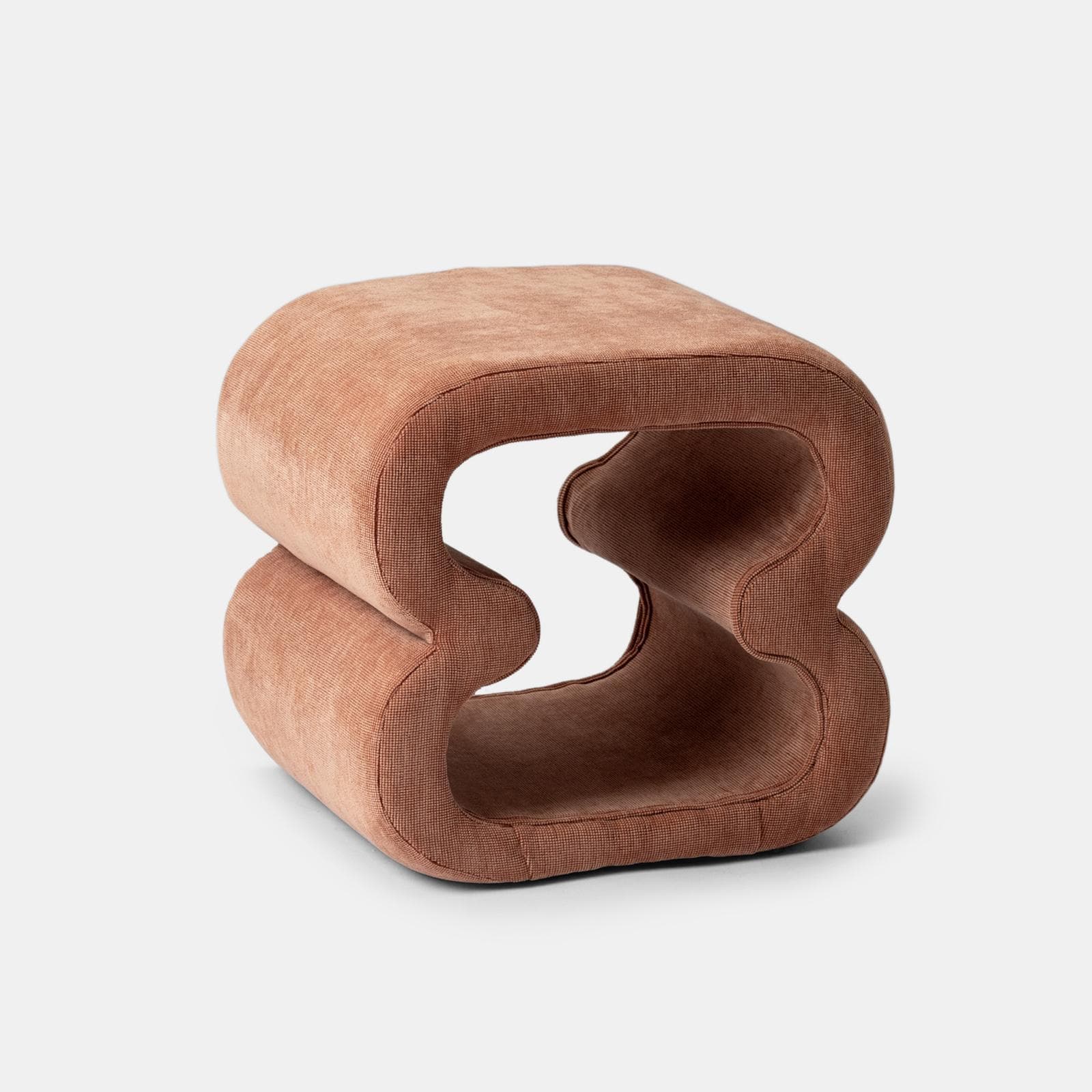Pouf 45x42 cm in tessuto a trama sottile terracotta con design astratto - Everett