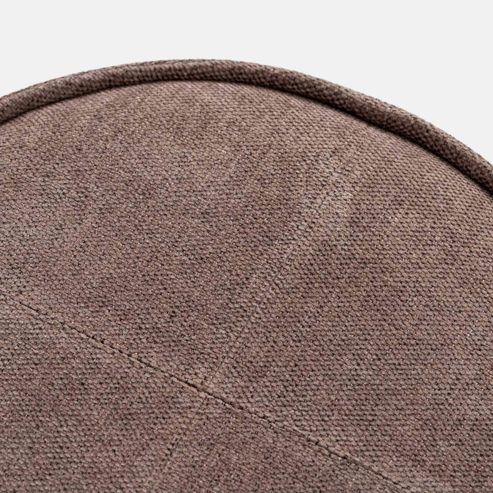 Pouf 50x42h cm in ciniglia cappuccino con dettaglio cuoio - Sashe