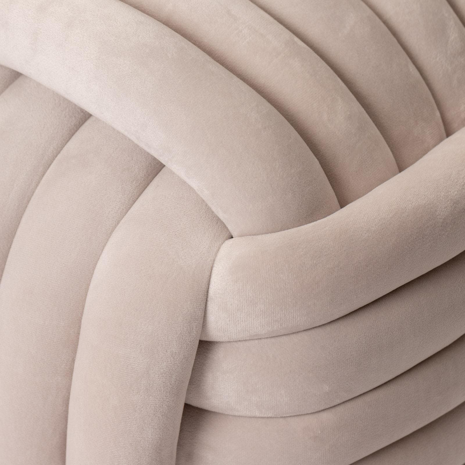Pouf 50x50 cm in velluto annodato beige - Pinella