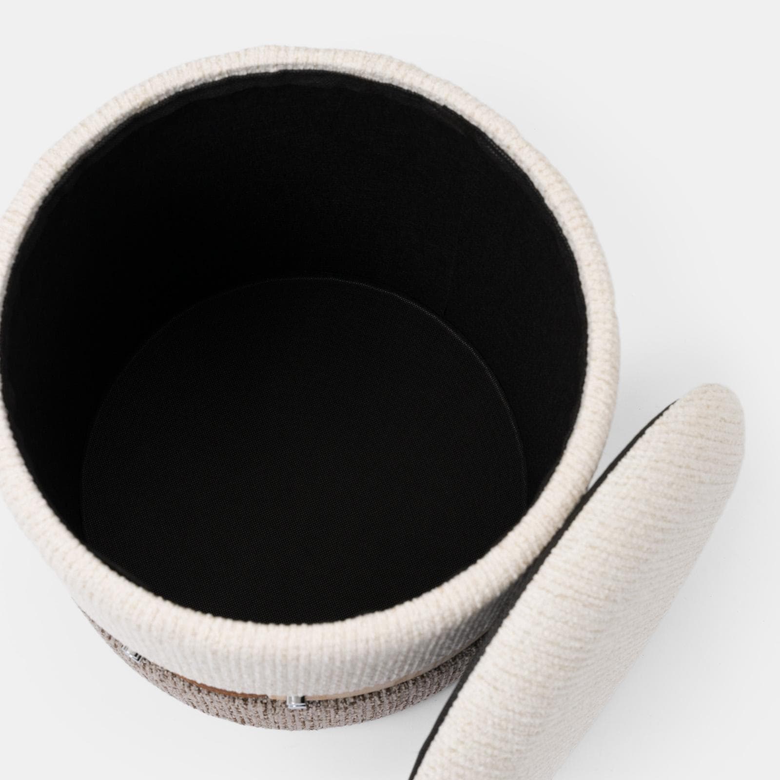 Pouf contenitore 36 cm in tessuto bicolore panna e cacao - Collard