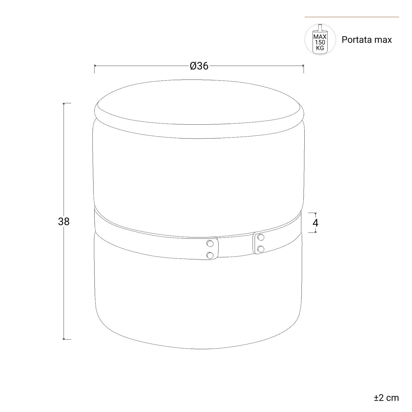 Pouf contenitore 36 cm in tessuto bicolore panna e cacao - Collard