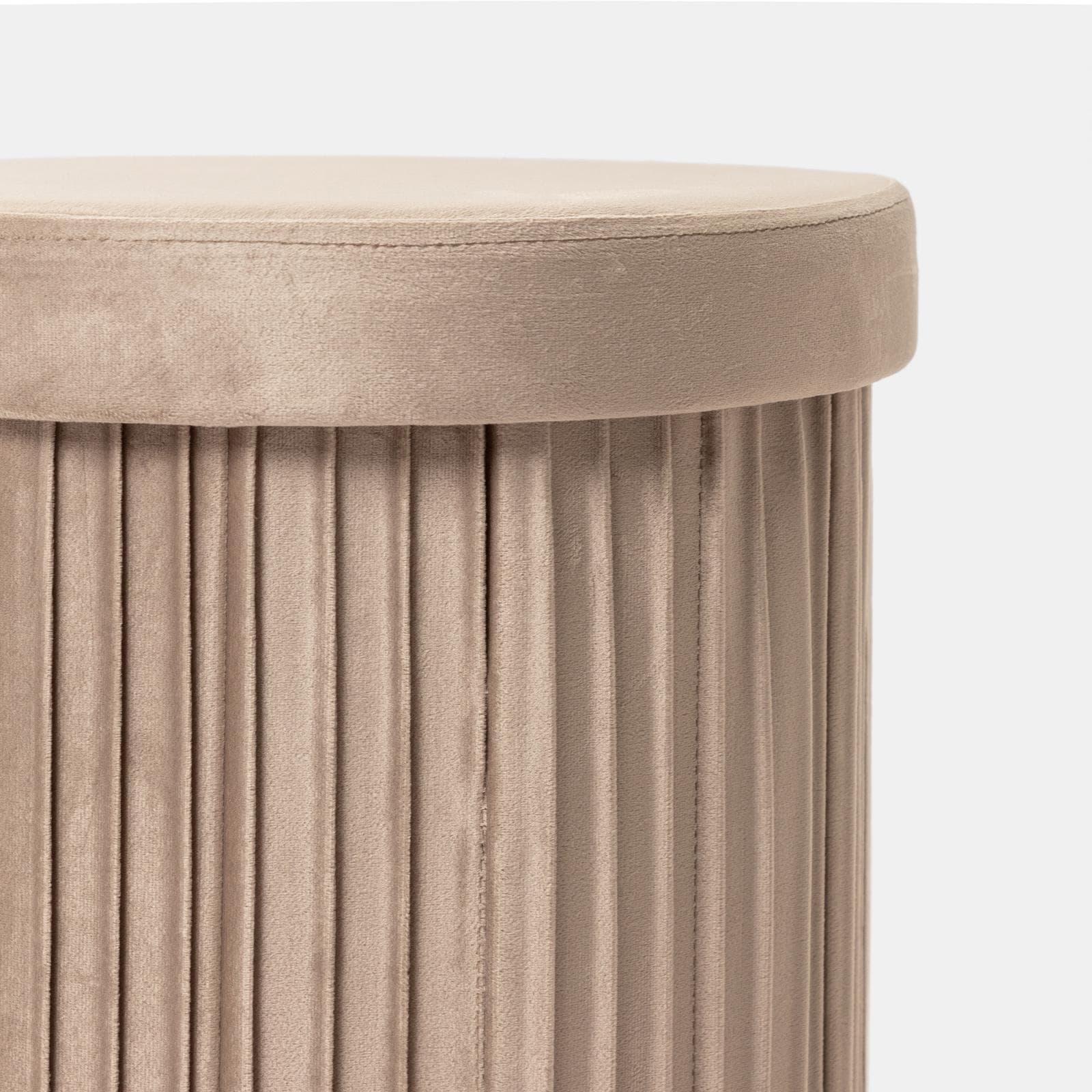 Pouf contenitore 38x38 cm in velluto a coste tortora con seduta imbottita - French