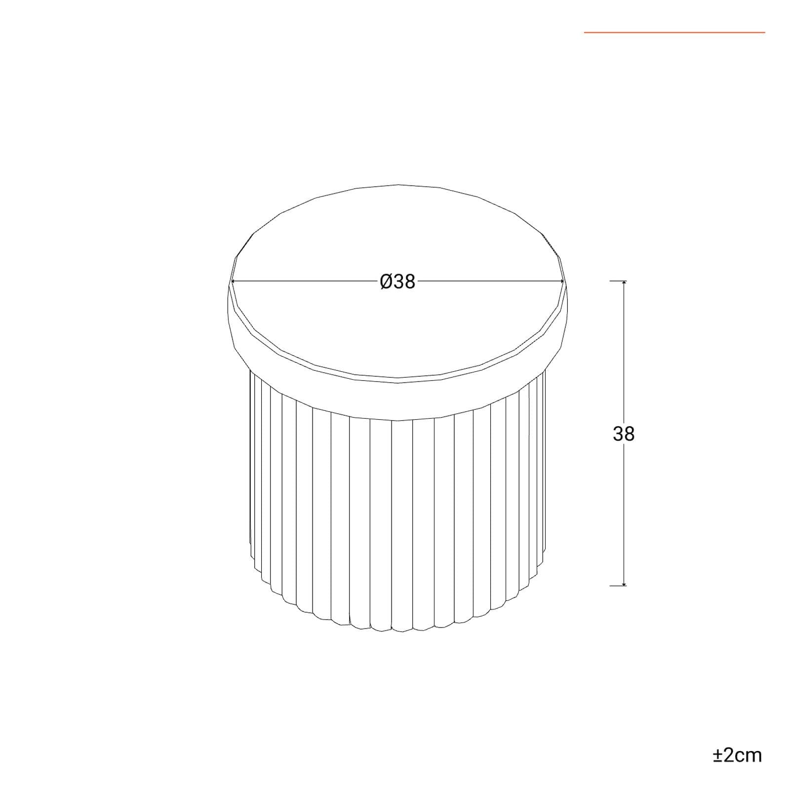Pouf contenitore 38x38 cm in velluto a coste tortora con seduta imbottita - French