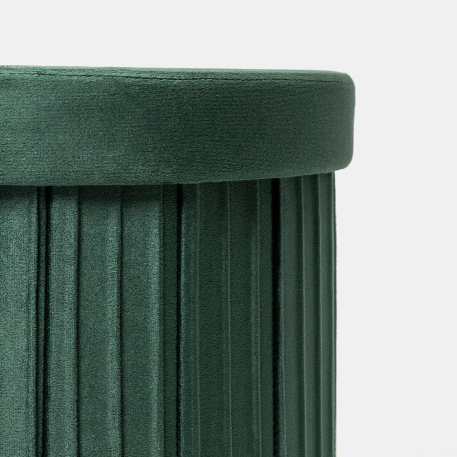 Pouf contenitore 38x38 cm in velluto a coste verde bosco con seduta imbottita - French