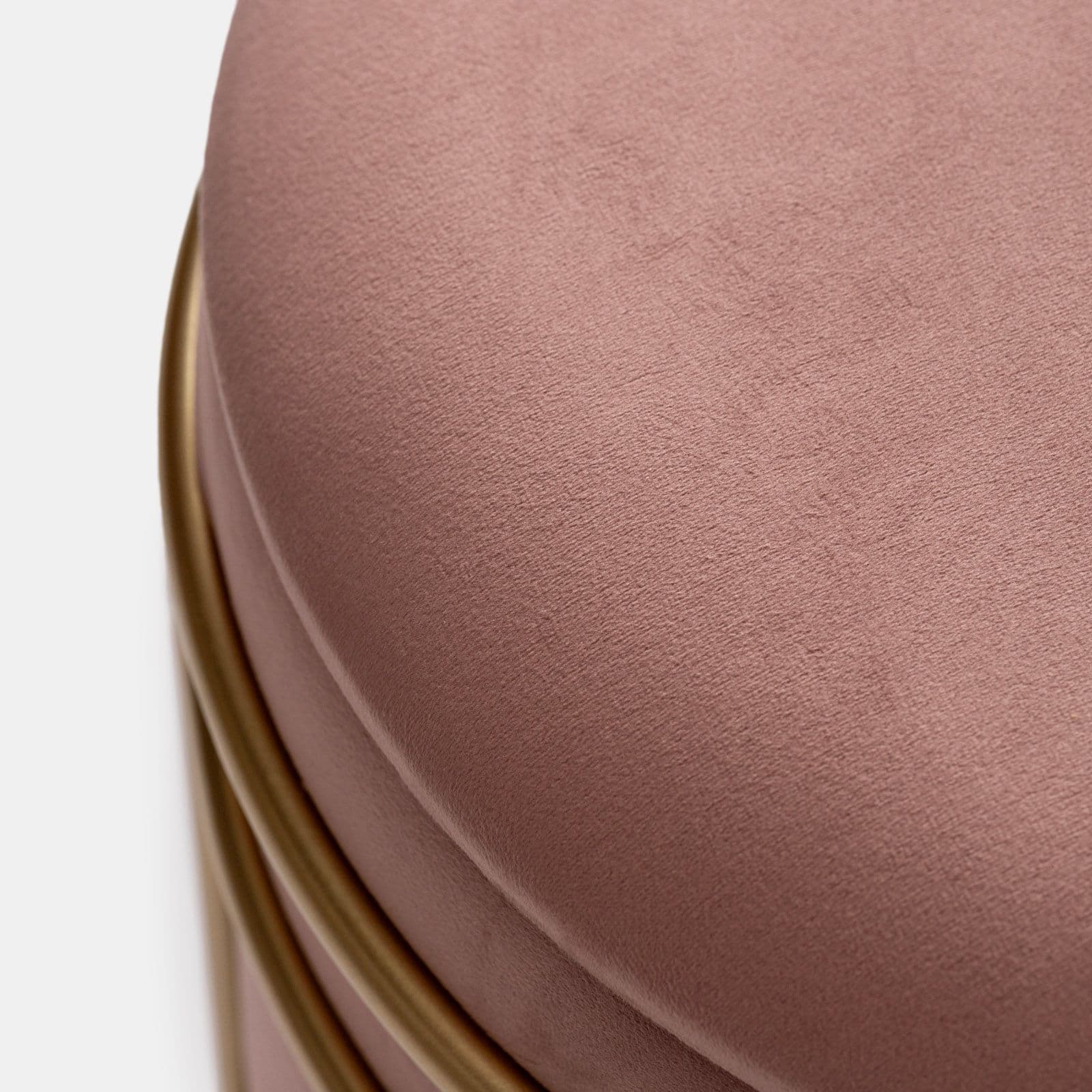 Pouf contenitore 43x37h cm in velluto rosa antico con base oro - Balance