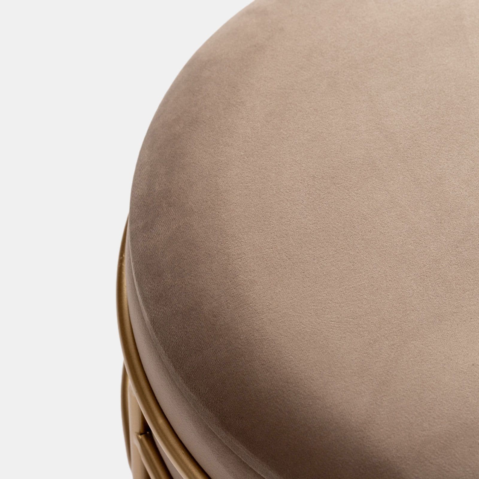 Pouf contenitore 43x37h cm in velluto tortora con base oro - Balance