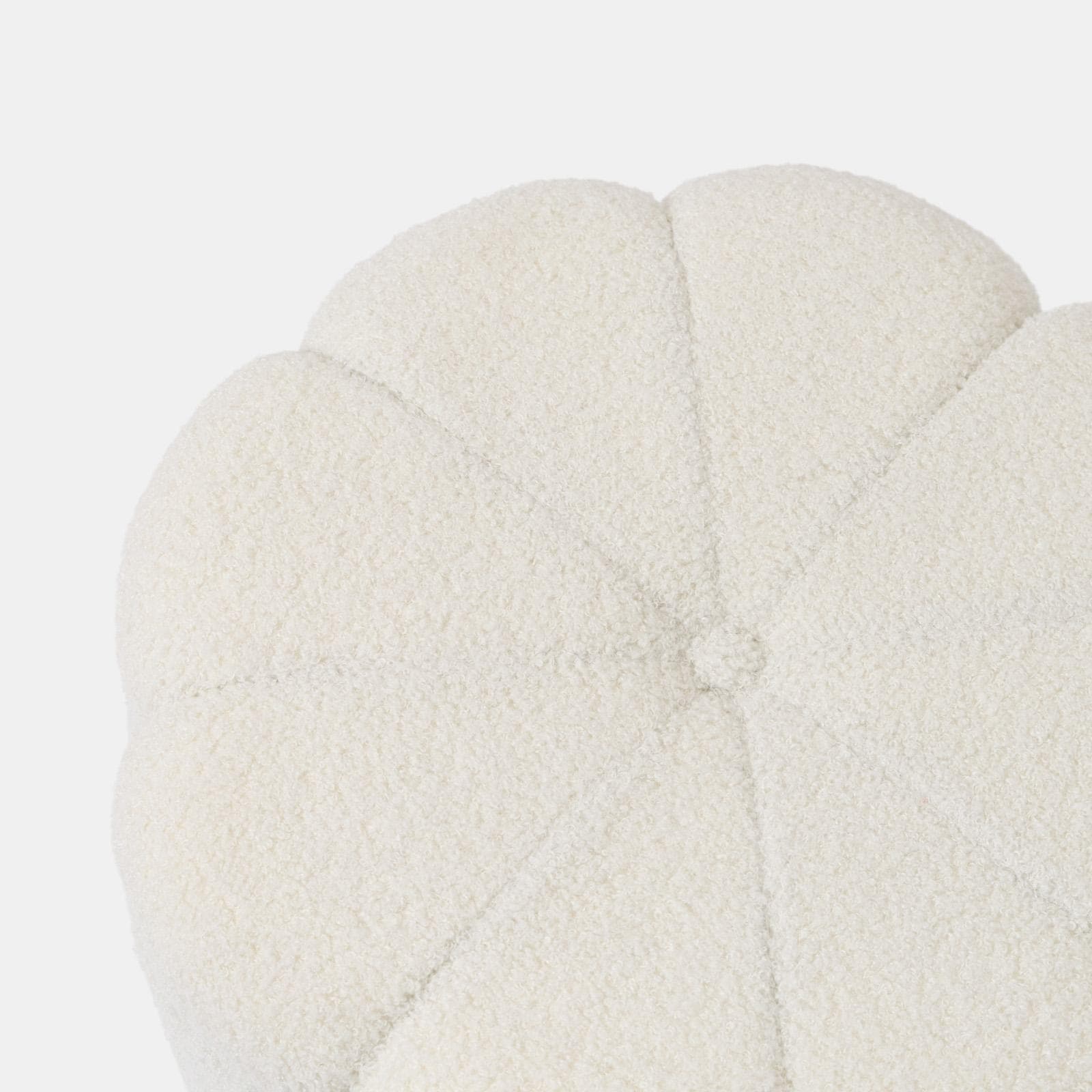 Pouf contenitore 45x40h cm in tessuto teddy bianco a forma di fiore - Softer