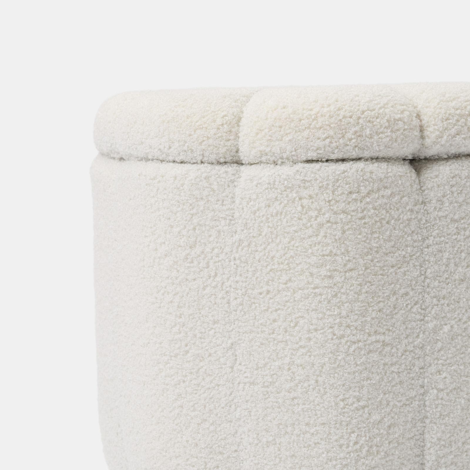 Pouf contenitore 45x40h cm in tessuto teddy bianco a forma di fiore - Softer
