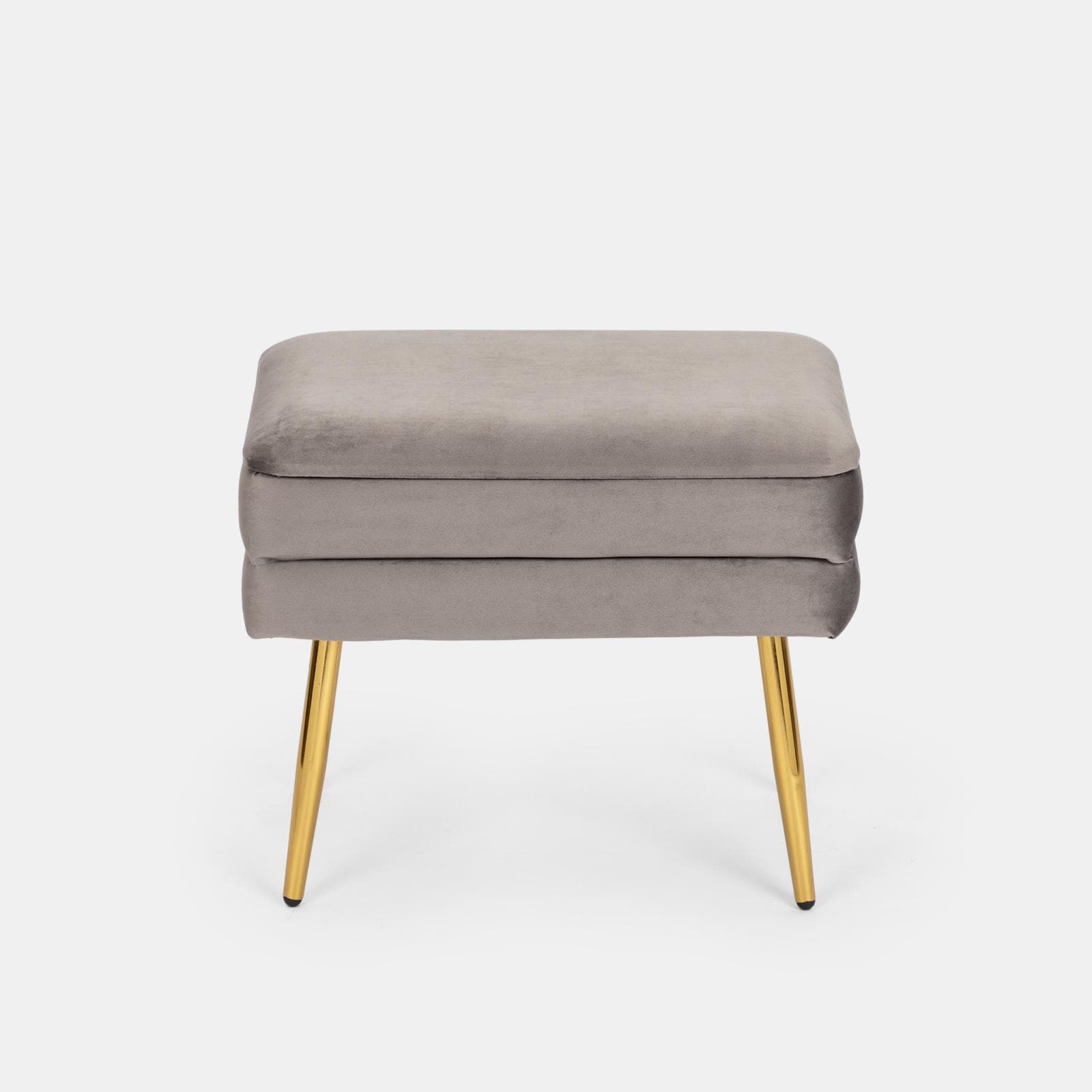 Panca contenitore 50x35 cm in velluto grigio gambe oro - Bloom