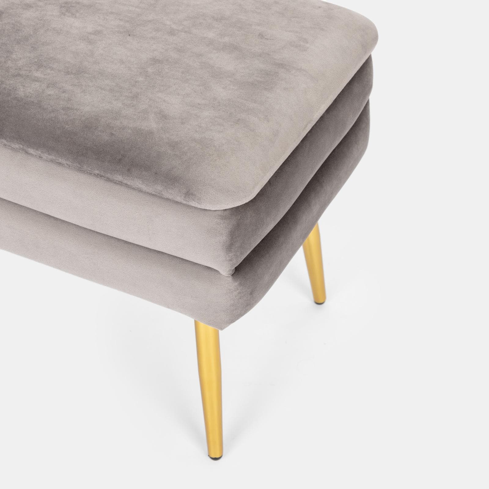 Panca contenitore 50x35 cm in velluto grigio gambe oro - Bloom