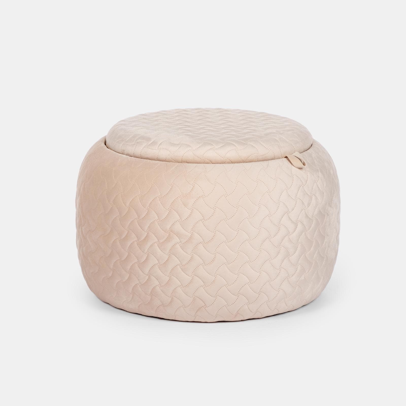 Pouf contenitore 56 cm con vassoio in velluto crema - Gildas