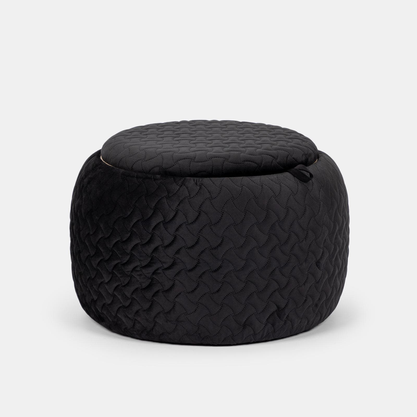 Pouf contenitore 56 cm con vassoio in velluto nero - Gildas