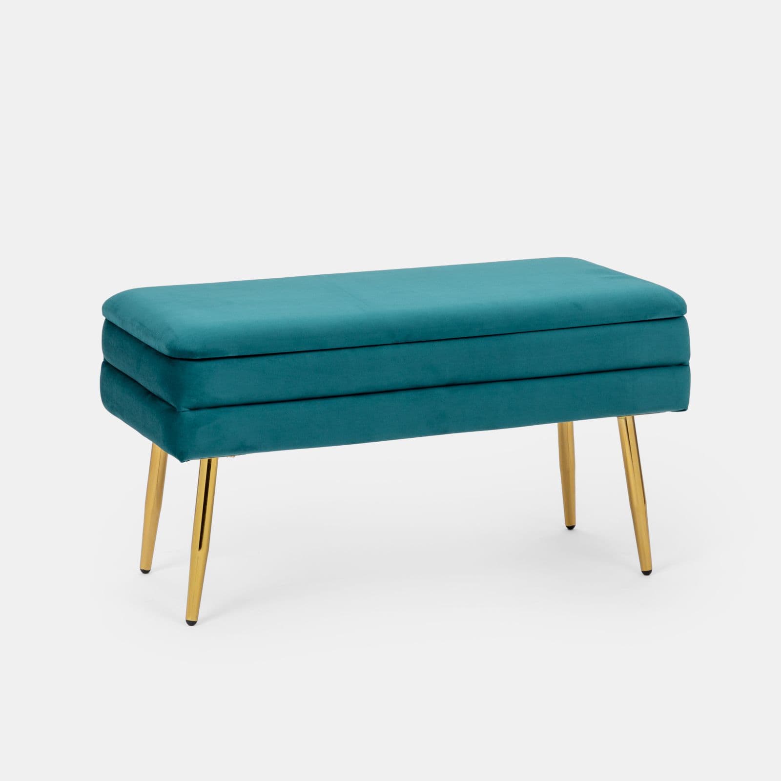 Panca contenitore 80x38 cm in velluto blu petrolio - Bloom