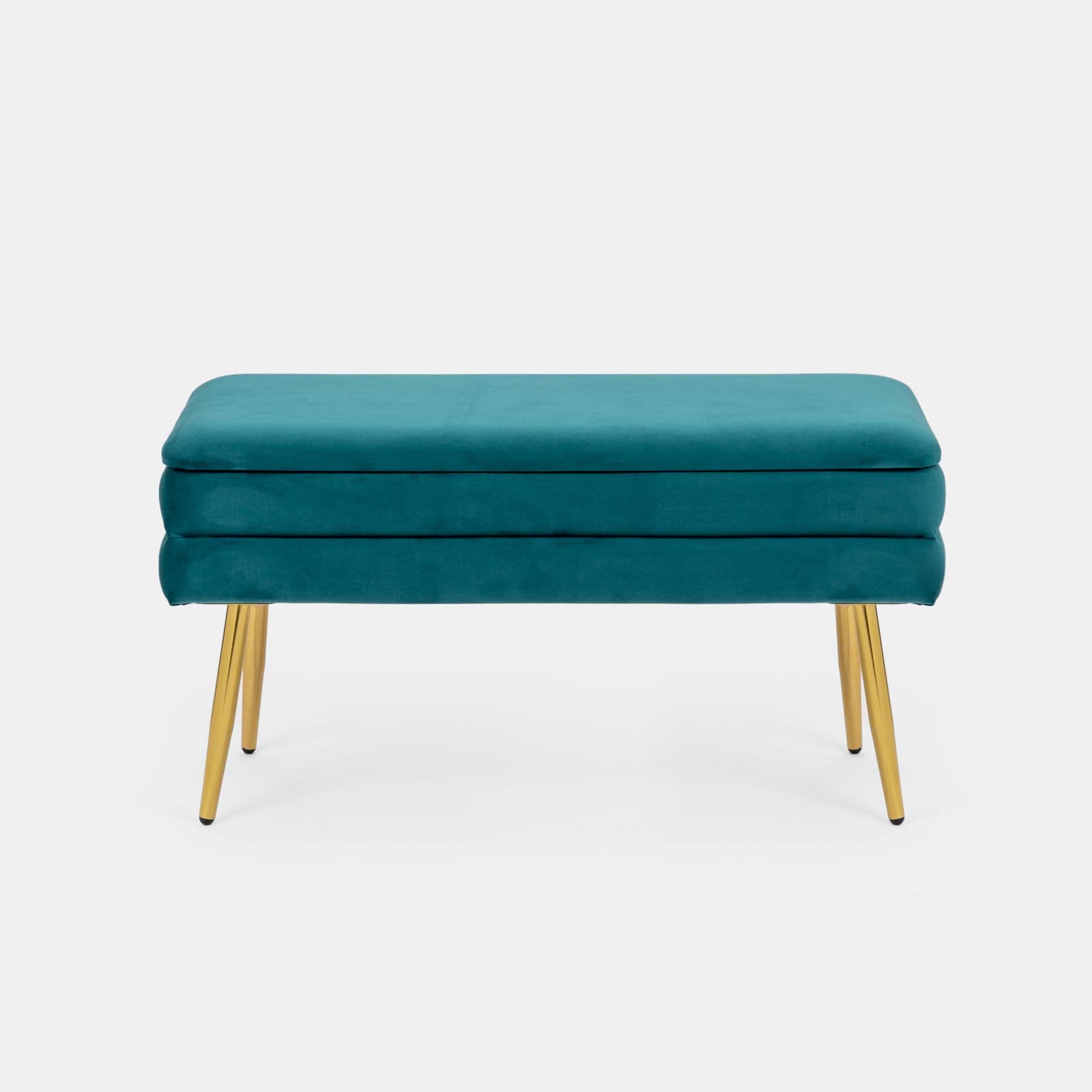 Panca contenitore 80x38 cm in velluto blu petrolio - Bloom