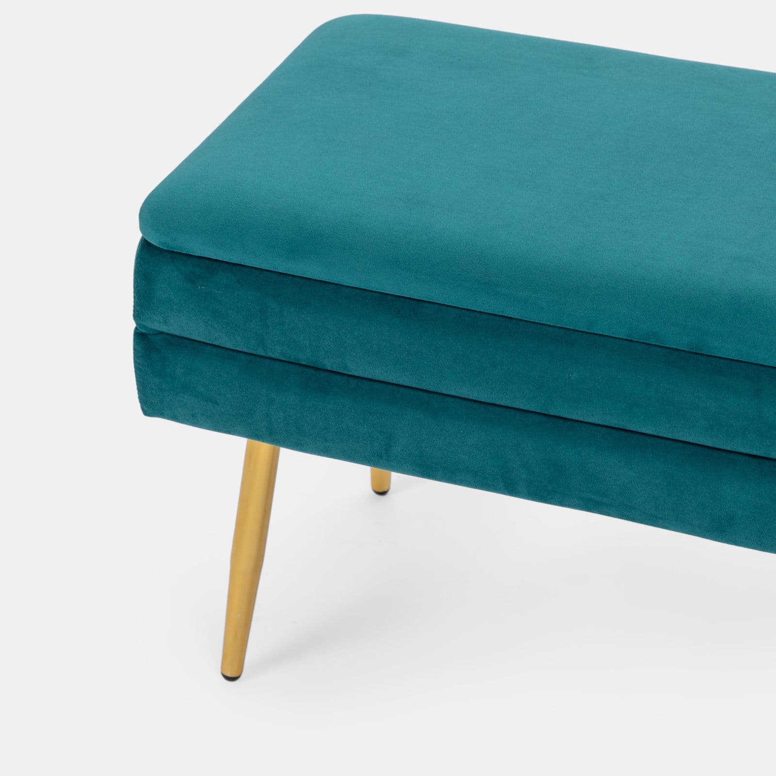 Panca contenitore 80x38 cm in velluto blu petrolio - Bloom