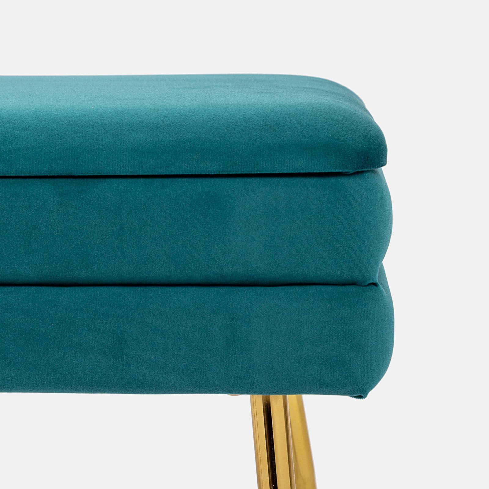 Panca contenitore 80x38 cm in velluto blu petrolio - Bloom