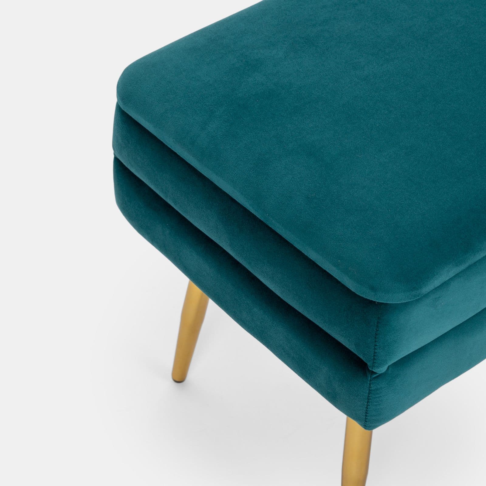 Panca contenitore 80x38 cm in velluto blu petrolio - Bloom