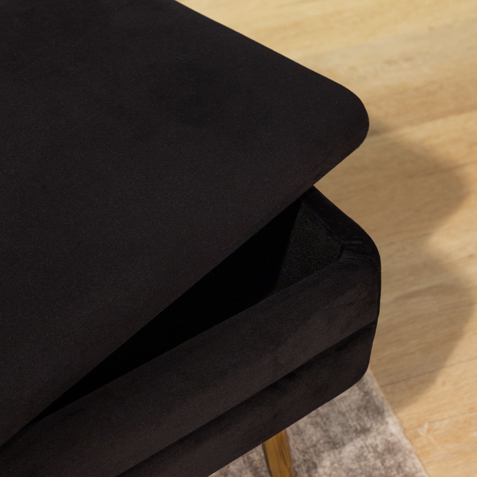 Panca contenitore 80x38 cm in velluto nero - Bloom