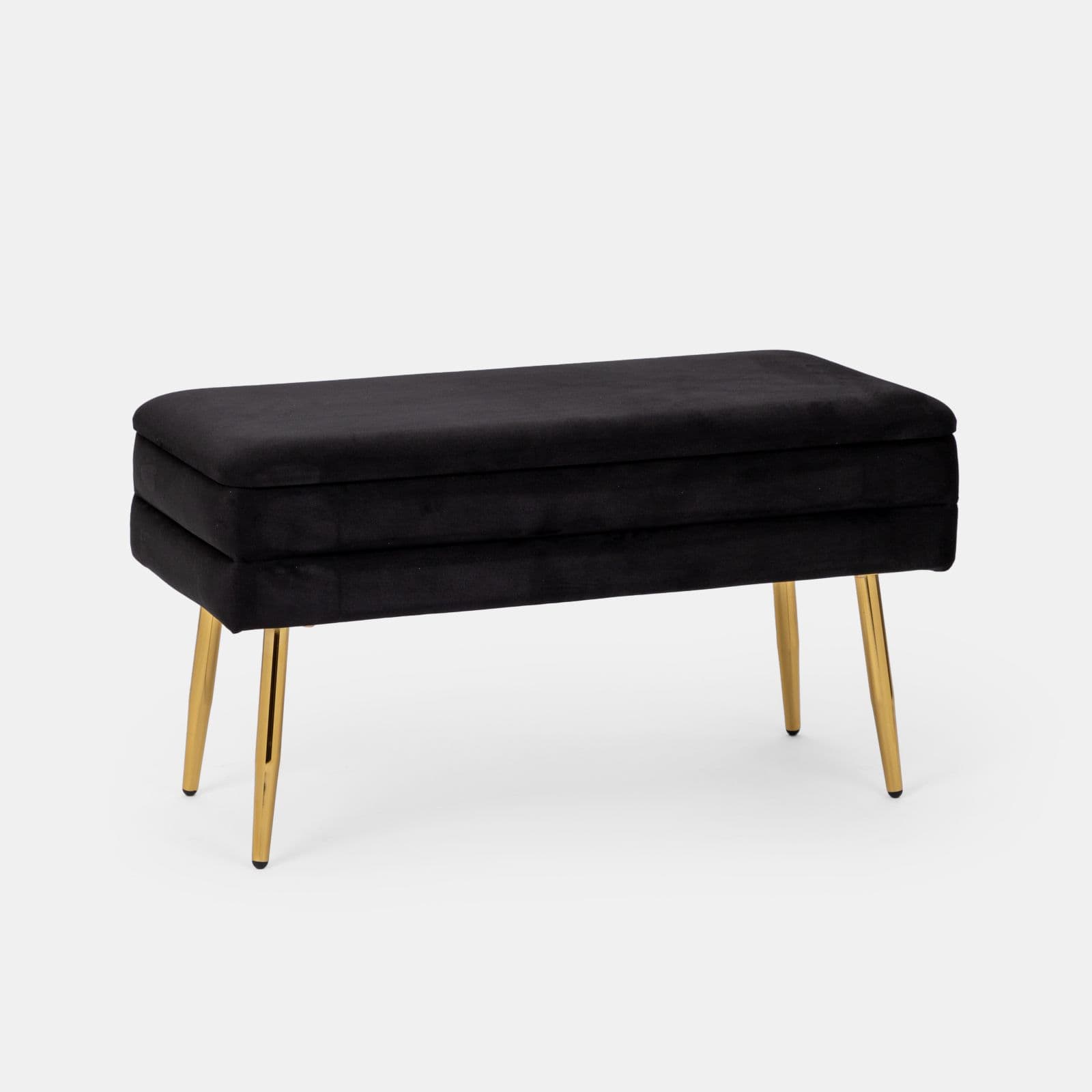 Panca contenitore 80x38 cm in velluto nero - Bloom