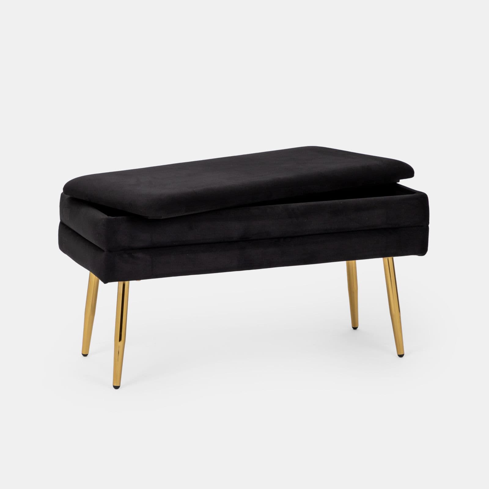 Panca contenitore 80x38 cm in velluto nero - Bloom