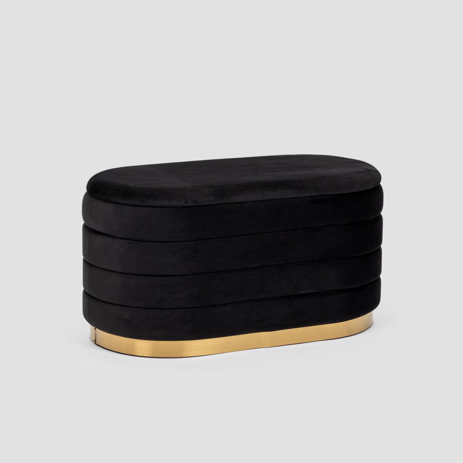 Panca contenitore 80x42 cm in velluto nero - Bloom