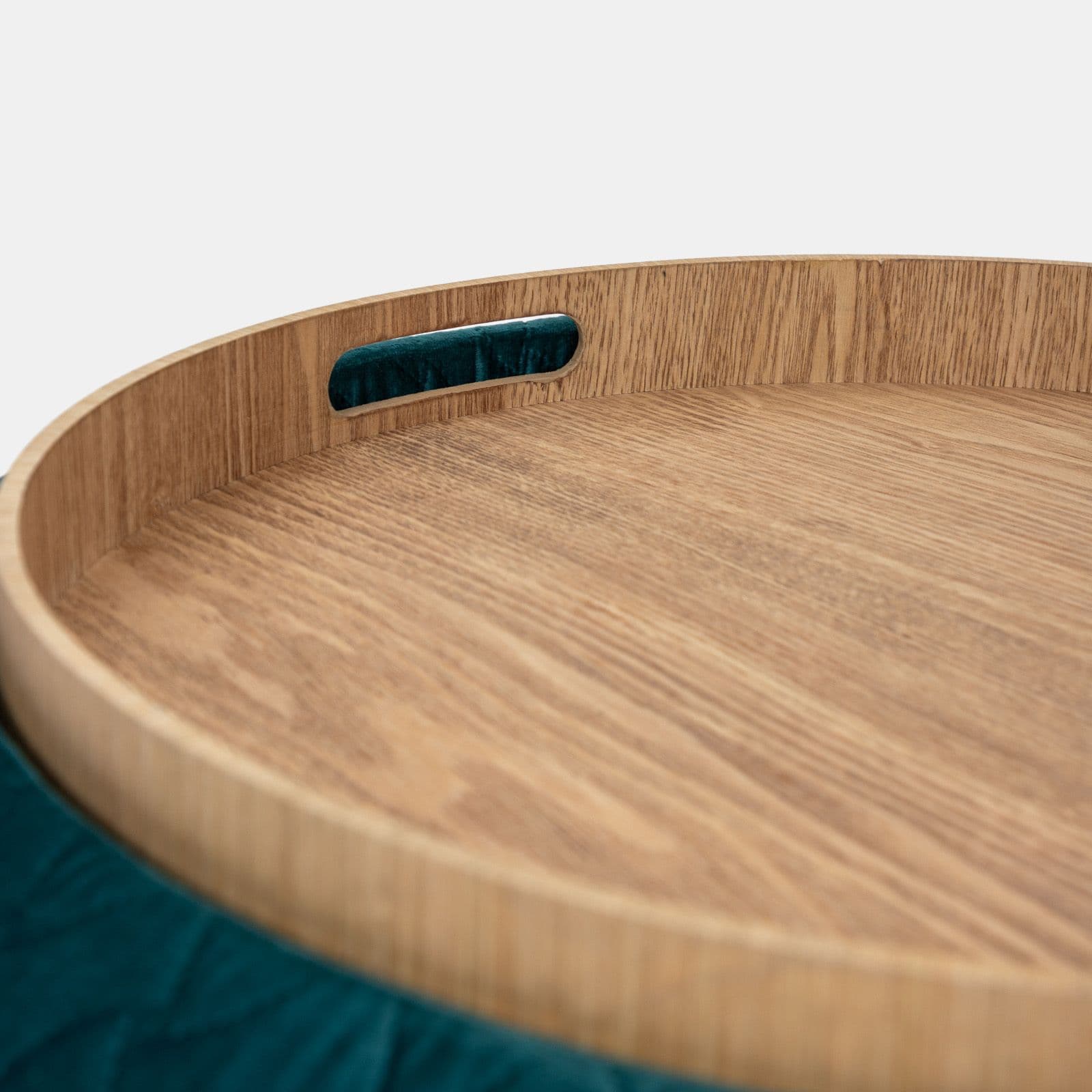 Pouf contenitore con vassoio 56 cm in velluto blu petrolio - Gildas