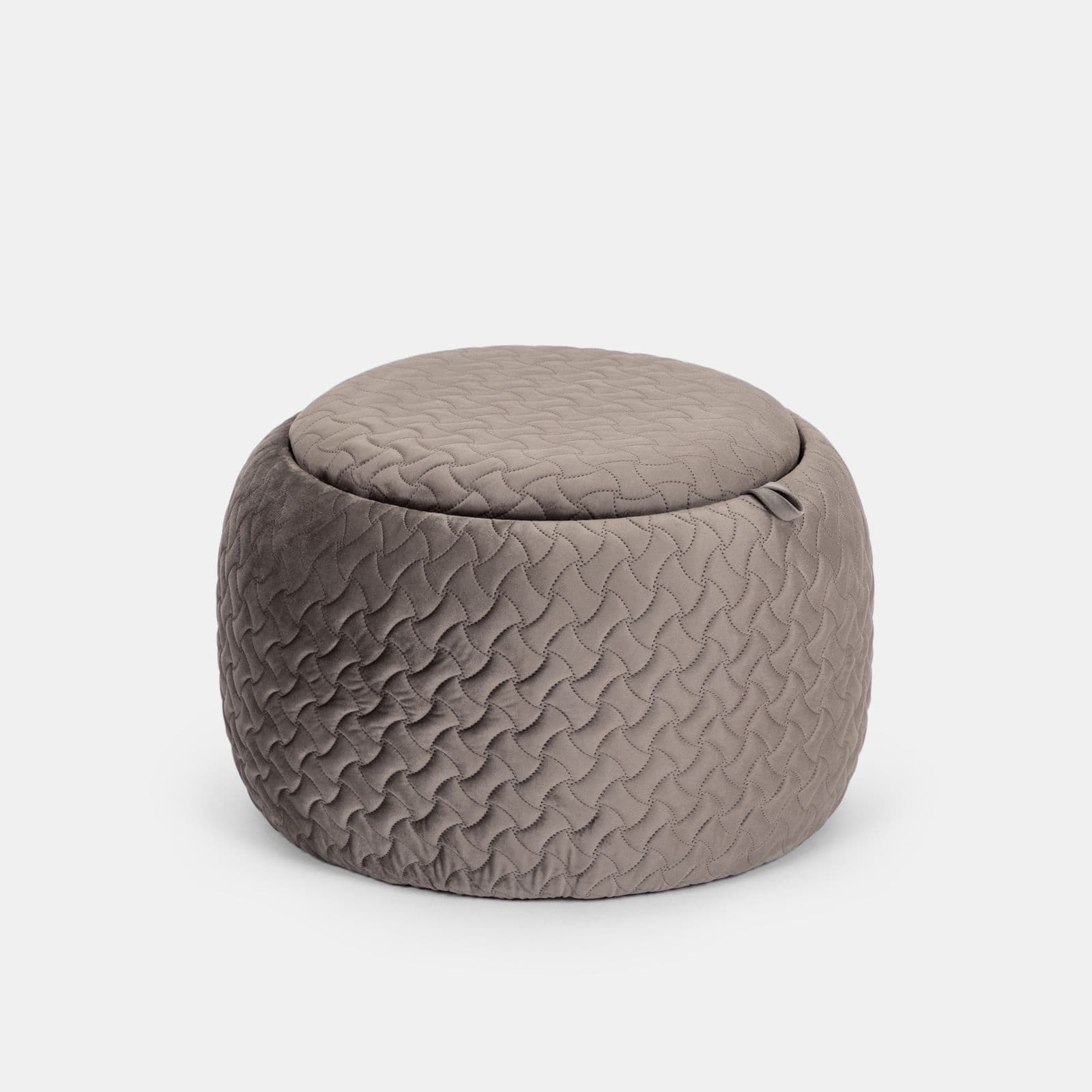 Pouf contenitore 56 cm con vassoio in velluto grigio caldo - Gildas