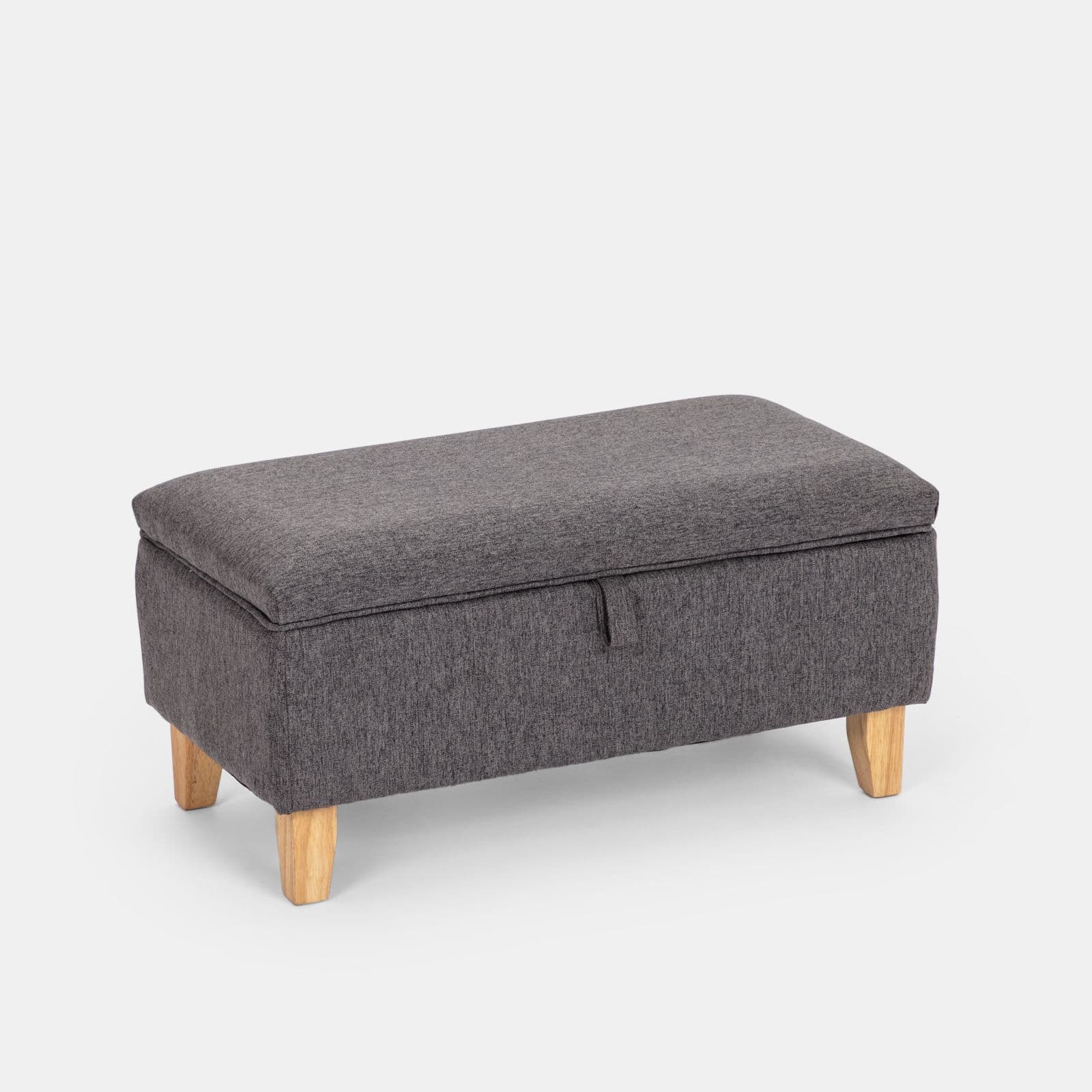 Panca contenitore maxi 71 cm in tessuto grigio scuro con gambe in legno - Brom