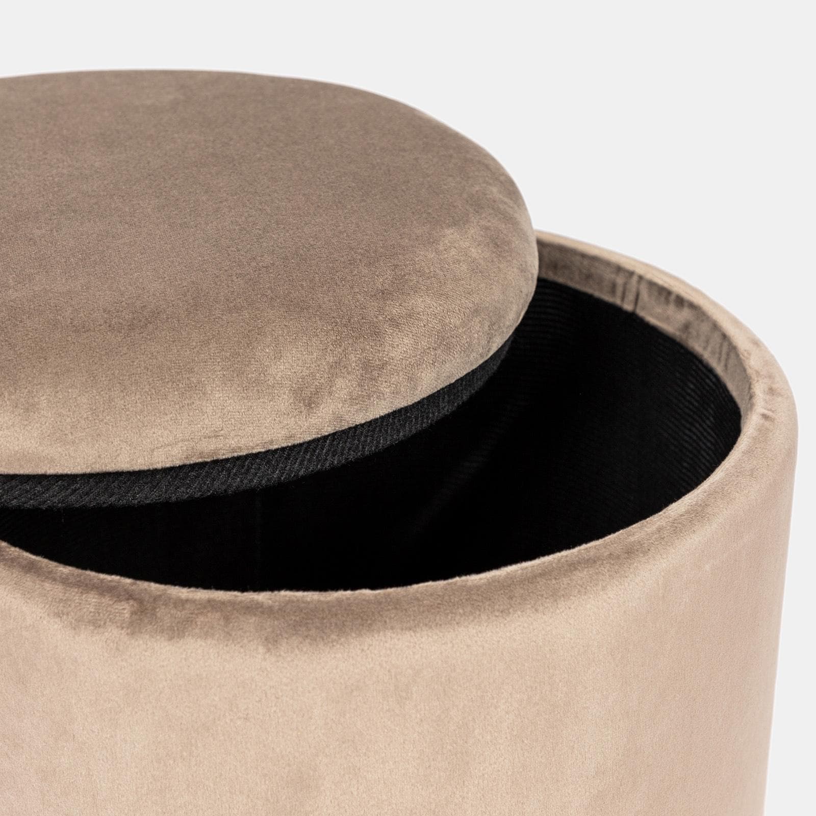Pouf contenitore 29 cm effetto velluto chocolat con base oro - Elenor