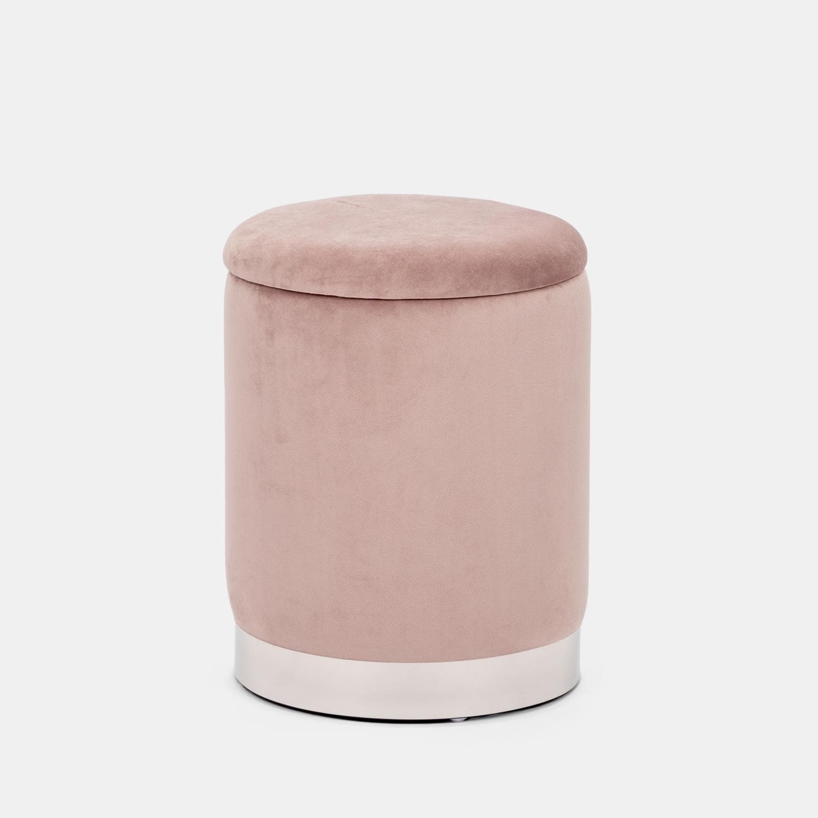 Pouf contenitore 29 cm effetto velluto glicine con base argento - Elenor