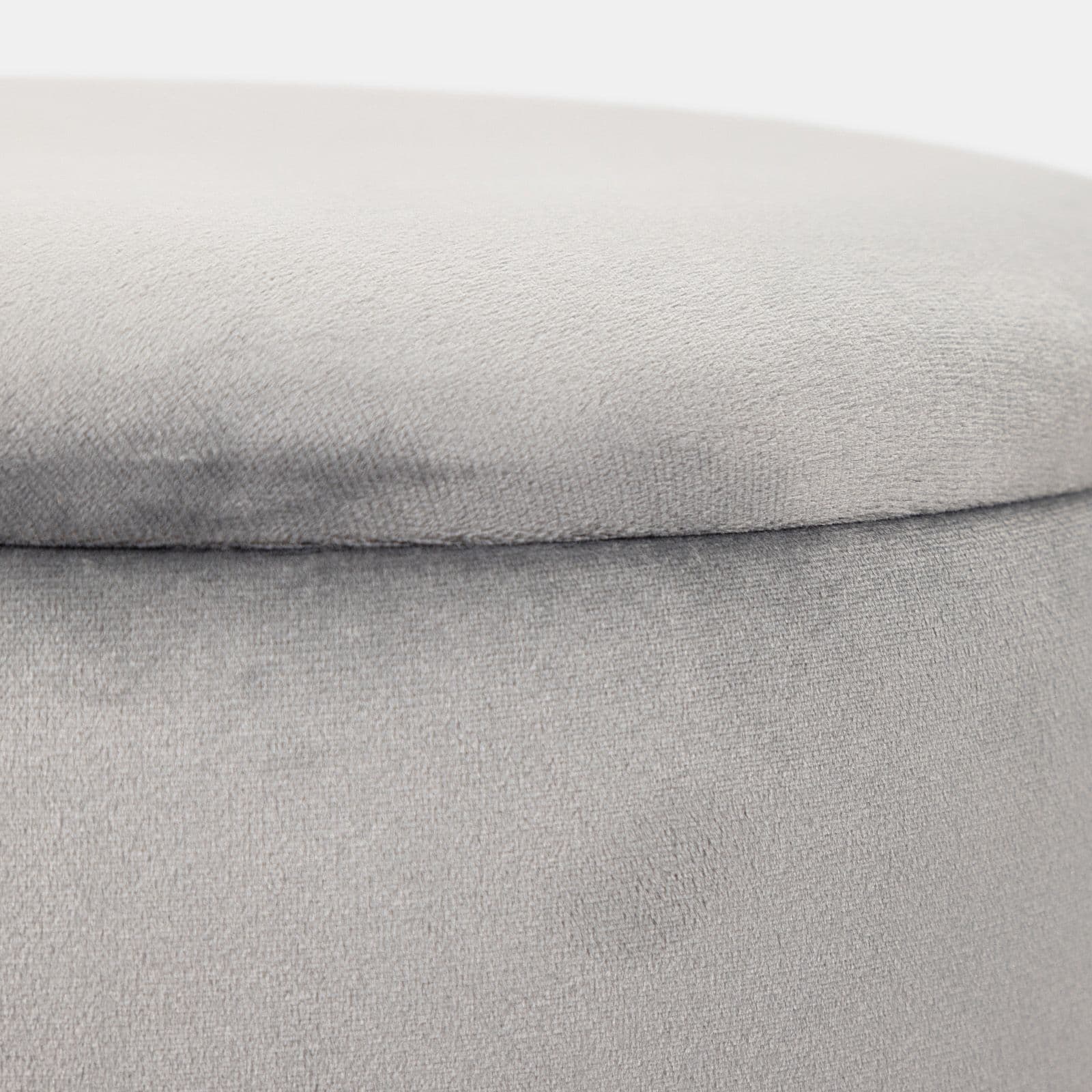 Pouf contenitore 29 cm effetto velluto grigio chiaro con base argento - Elenor