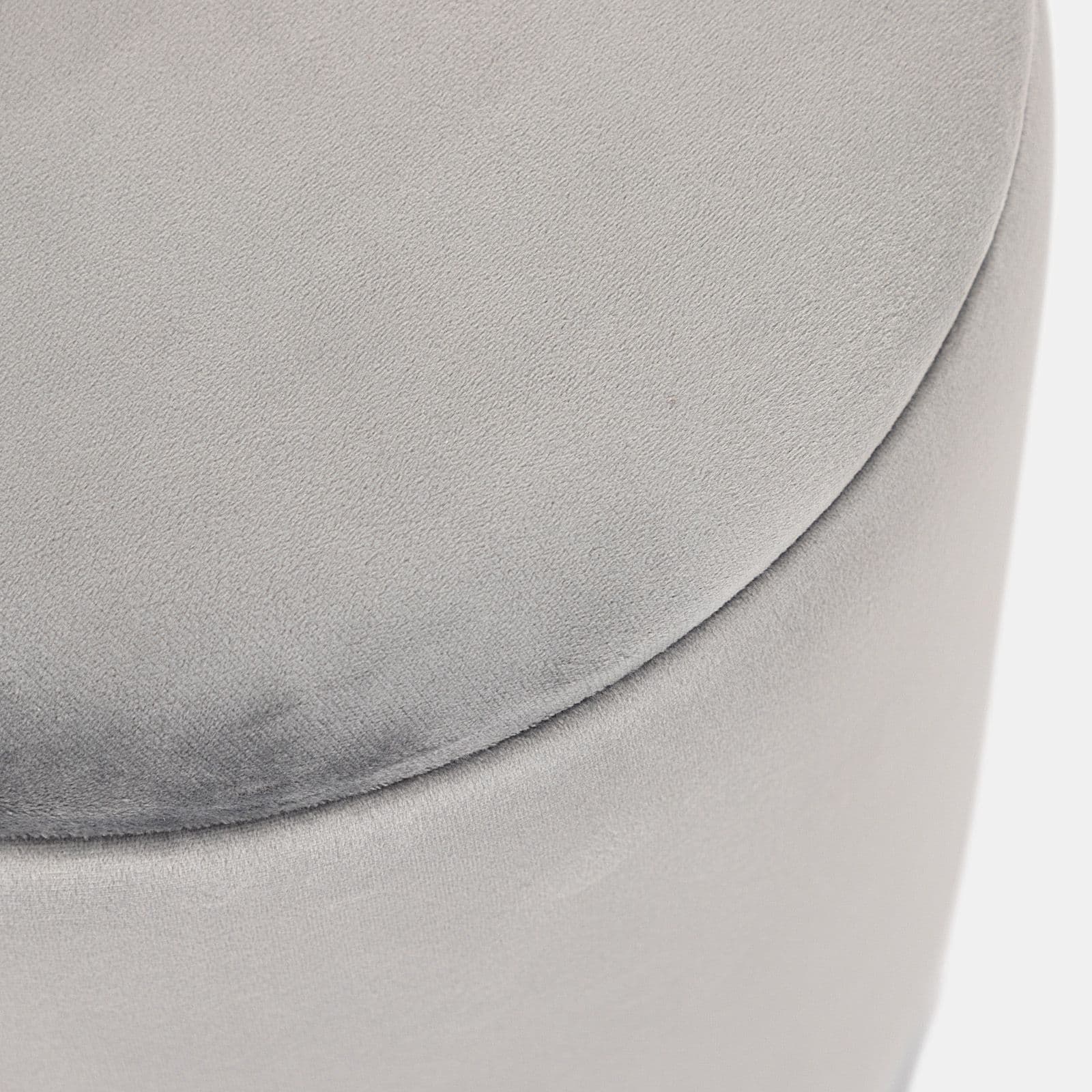 Pouf contenitore 29 cm effetto velluto grigio chiaro con base argento - Elenor