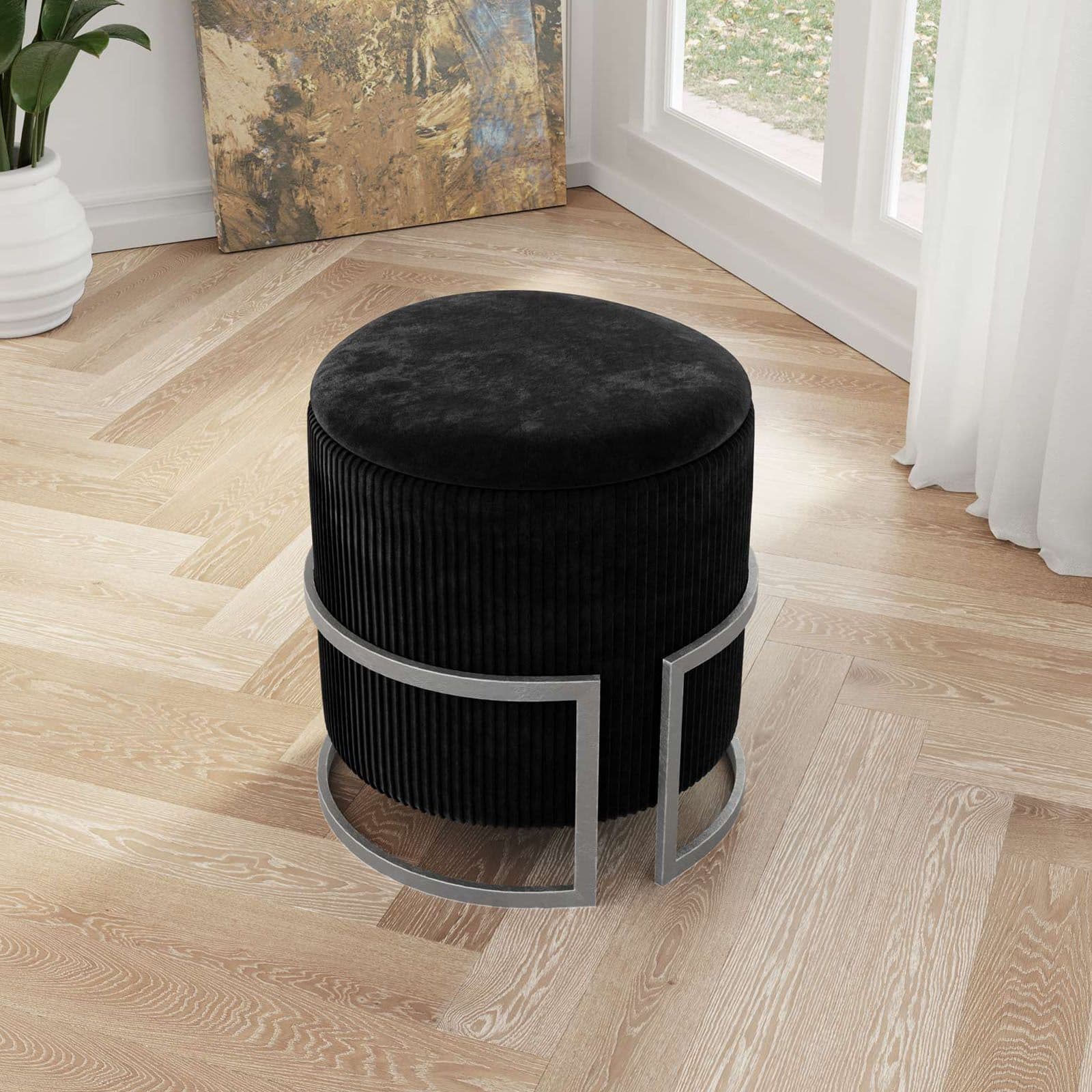 Pouf contenitore 42 in velluto nero - Albatros