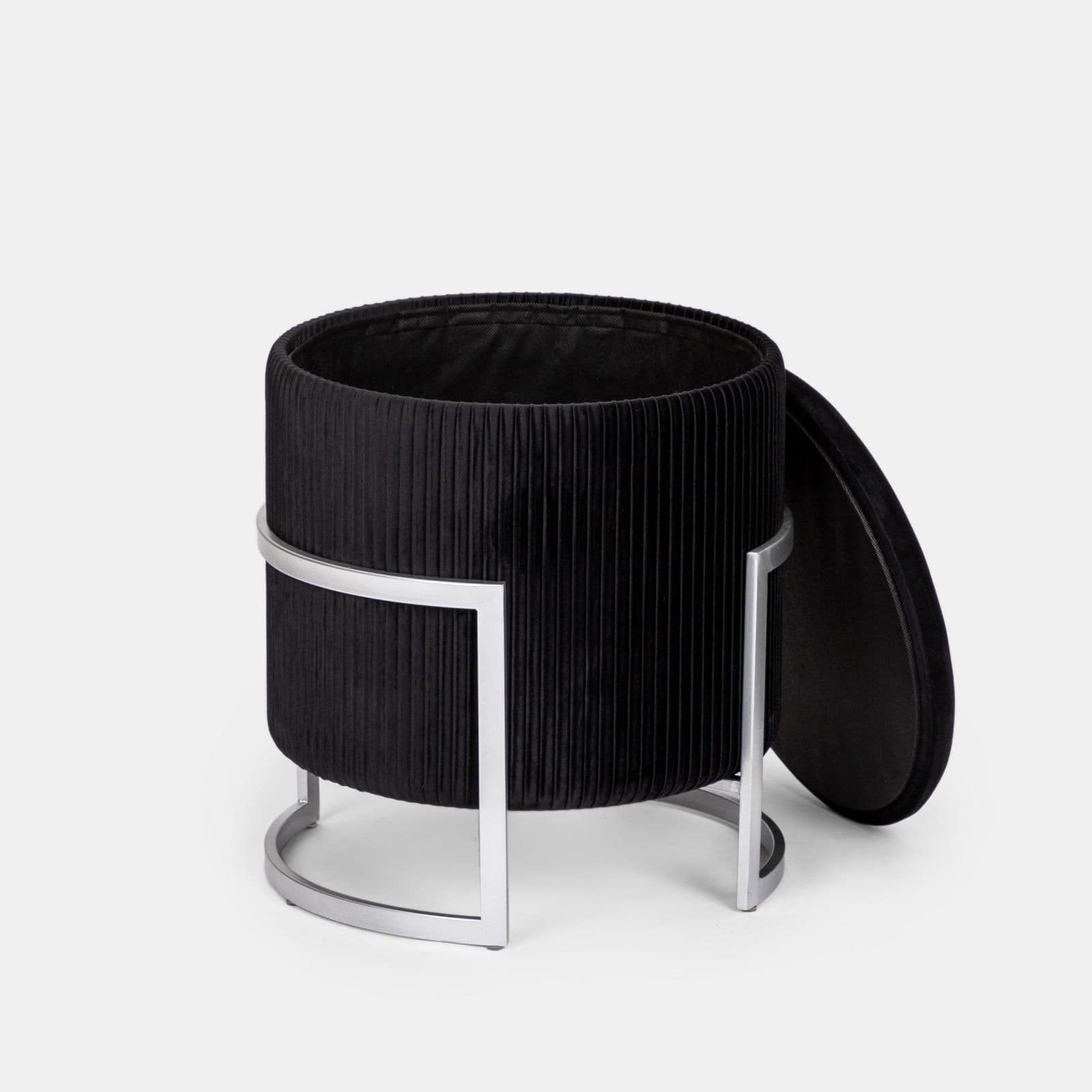 Pouf contenitore 42 in velluto nero - Albatros