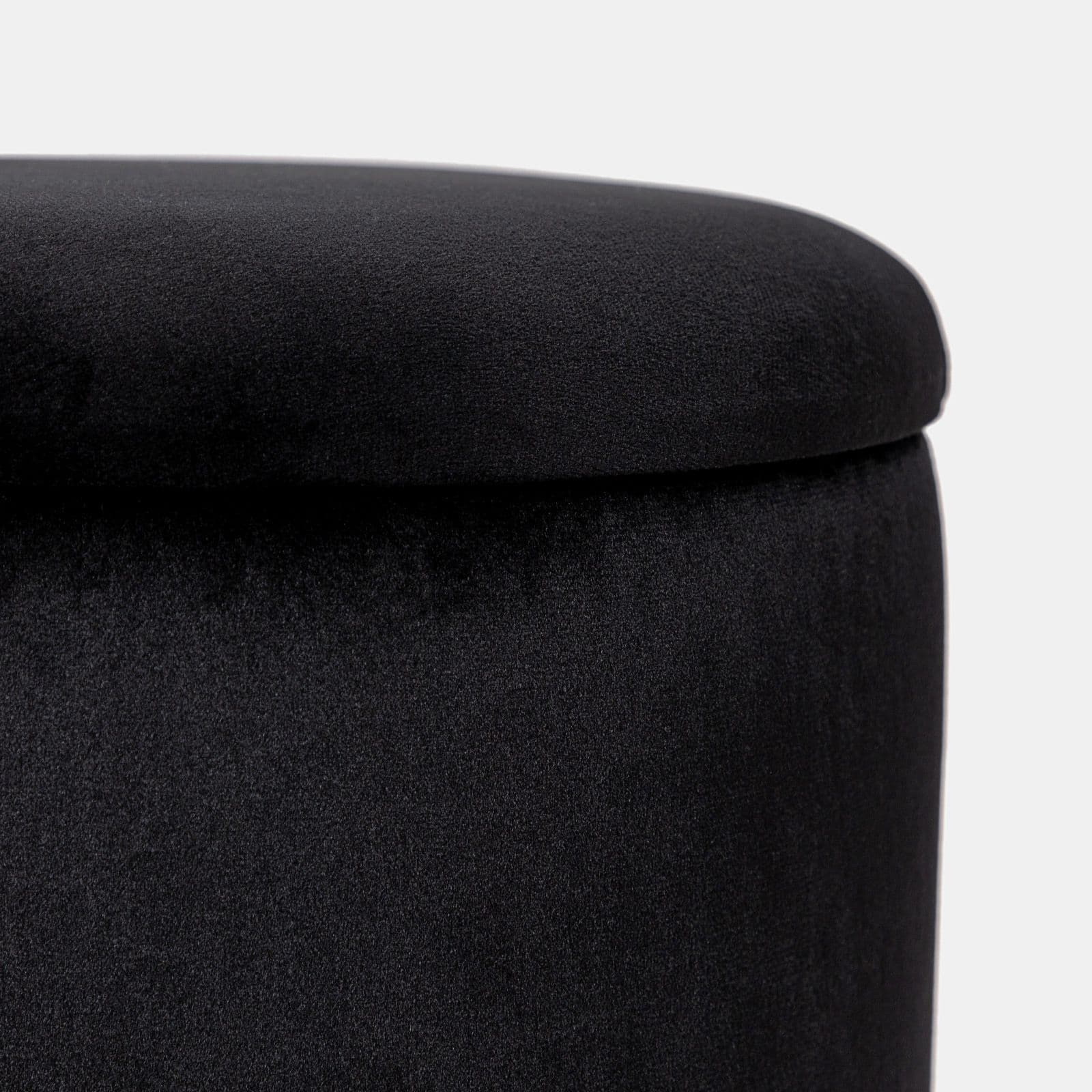 Pouf contenitore 29 cm effetto velluto nero con base oro - Elenor