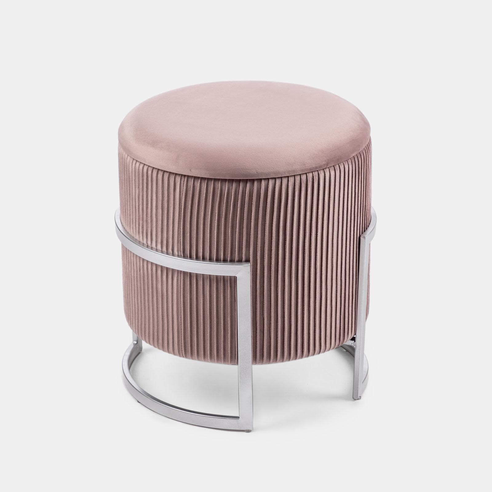 Pouf contenitore 42 cm in velluto rosa antico - Albatros