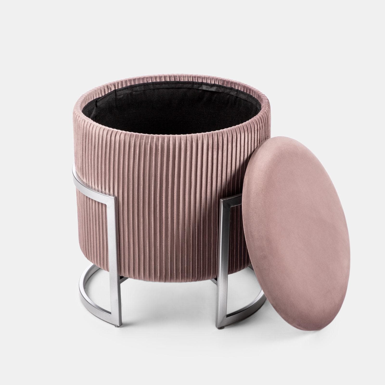 Pouf contenitore 42 cm in velluto rosa antico - Albatros