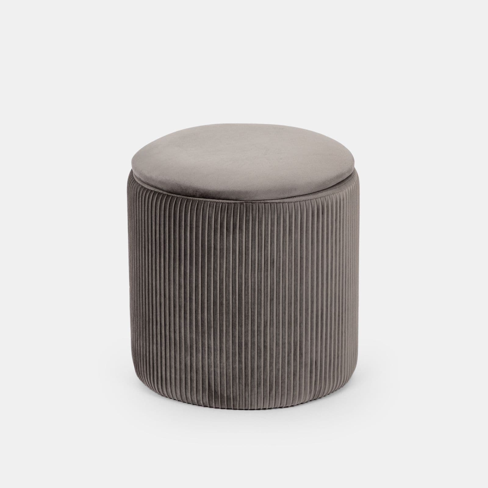 Pouf contenitore rotondo 37 cm in velluto grigio - Blaise