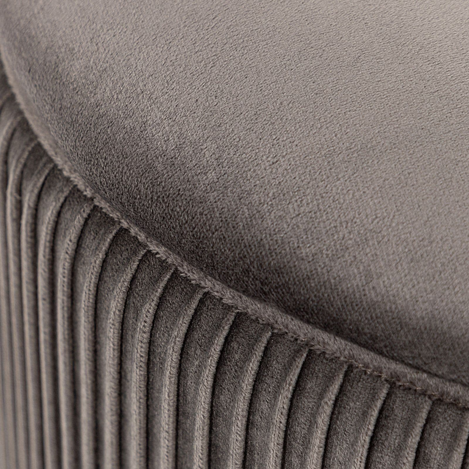 Pouf contenitore rotondo 37 cm in velluto grigio - Blaise