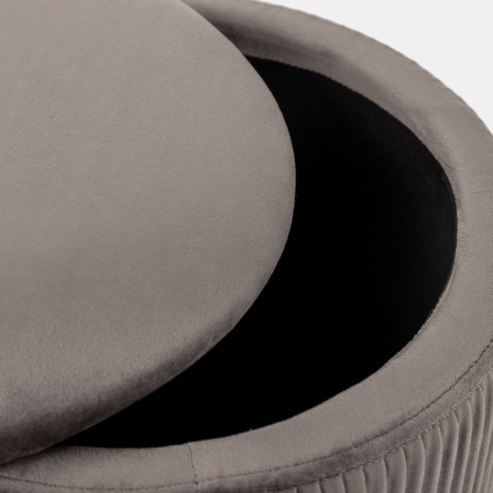 Pouf contenitore rotondo 37 cm in velluto grigio - Blaise