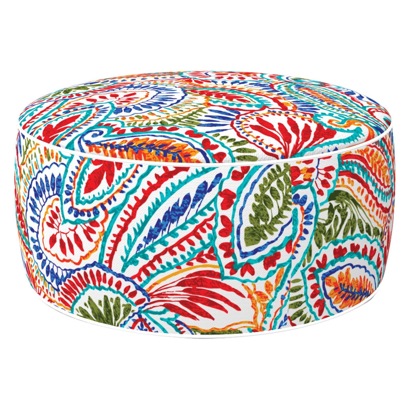 Pouf gonfiabile in poliestere idrorepellente 53x23 h Ottoman con fantasia a colori