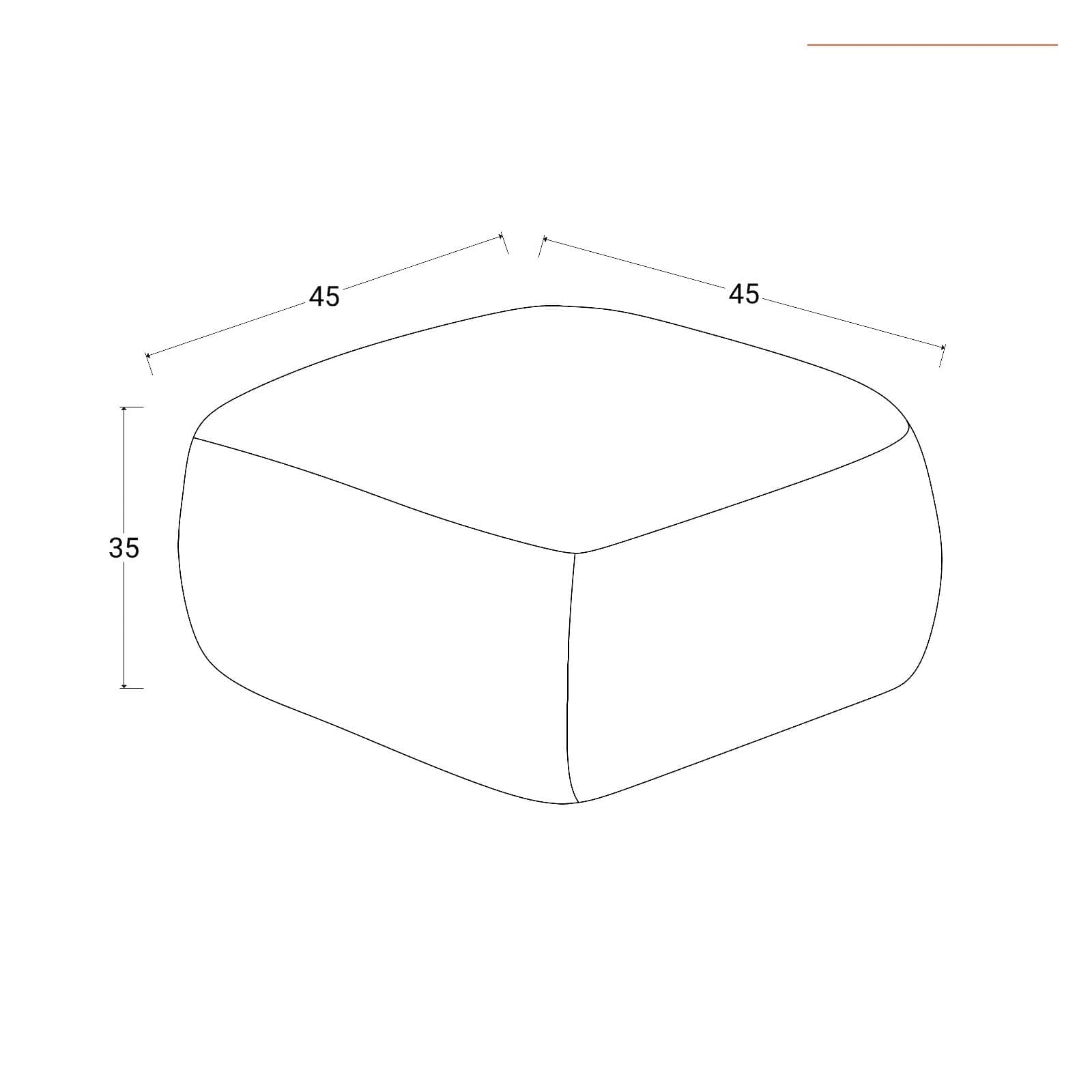 Pouf imbottito 45x45 cm in tessuto idrorepellente a quadri bianco - Rupert