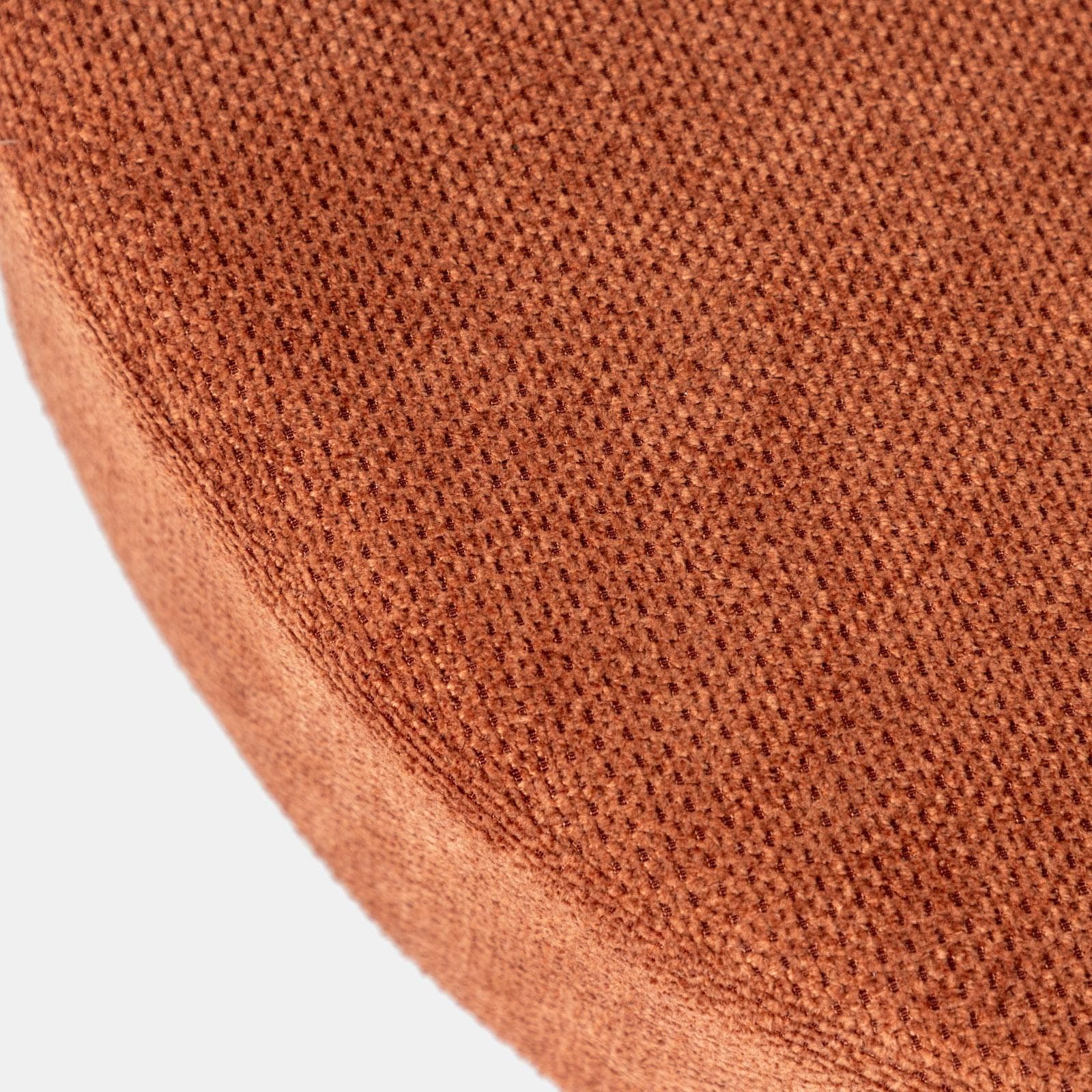 Pouf rotondo 78 cm in maglia terracotta con due tavolini effetto legno - Farel