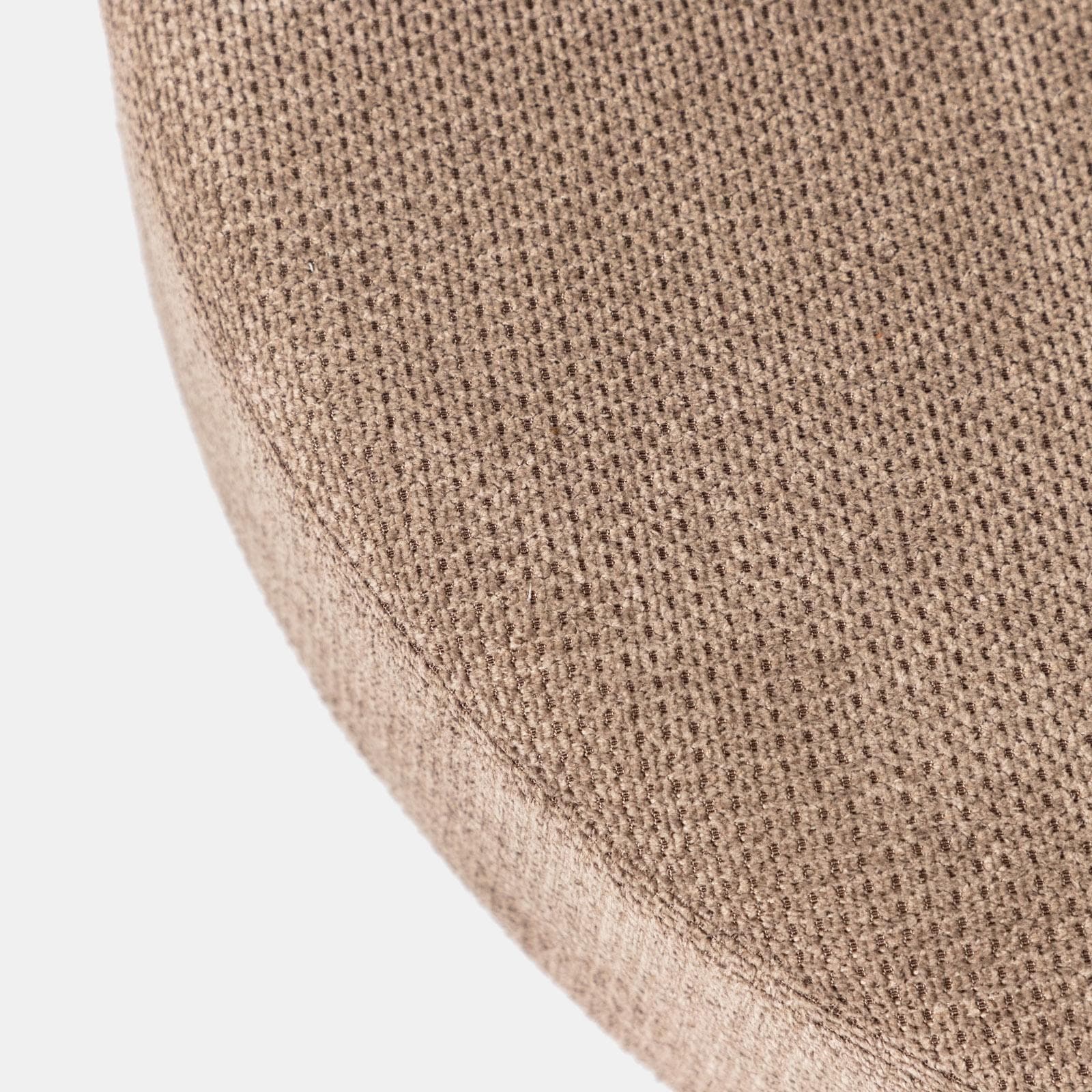 Pouf rotondo 78 cm in maglia tortora con due tavolini effetto legno - Farel